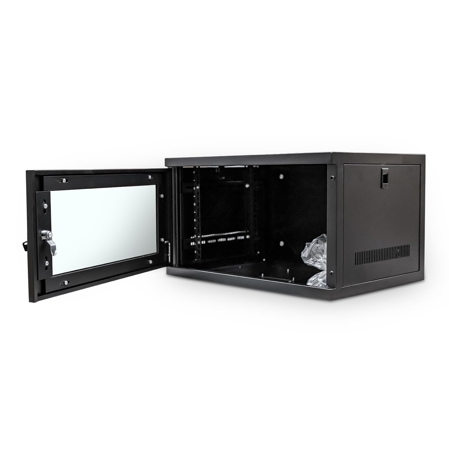 19 Inch Deep Wall Mounted Server Rack Cabinet - 6U Black Network Equipment Rack with Lockable Glass Door & Removable Side Panels for Data Center, Office & Home Network Setup (Front-Rear Locking, Wall Mountable)