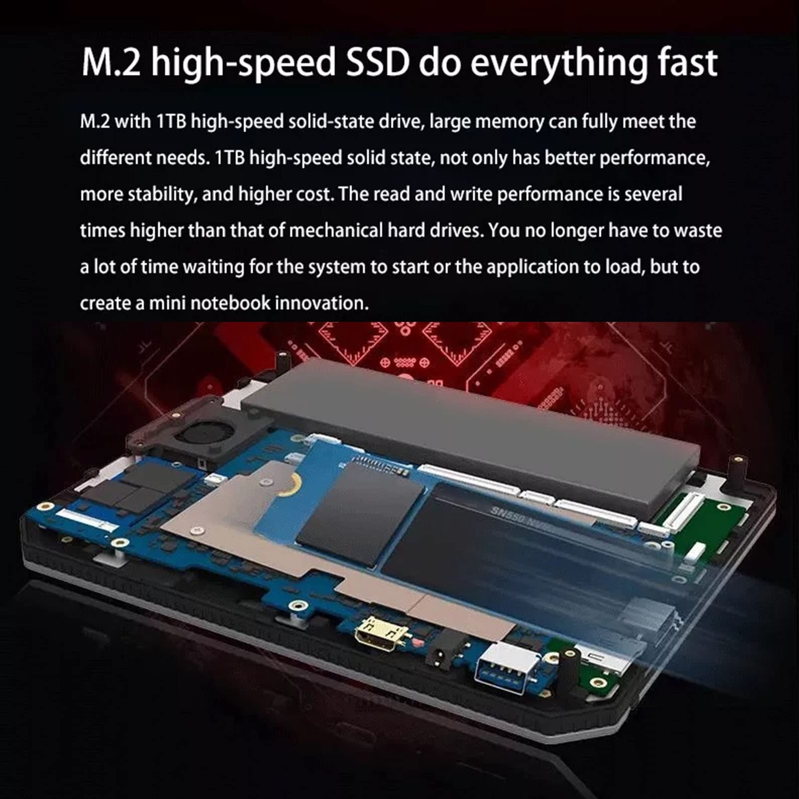7 Inch Mini Portable Laptop - 12GB RAM & Intel J4105 CPU | Dual Band 2.4G/5G WiFi | Full Size Keyboard | Windows 10/11 Compatible (512GB SSD) | Perfect for Travel, Business & Remote Work