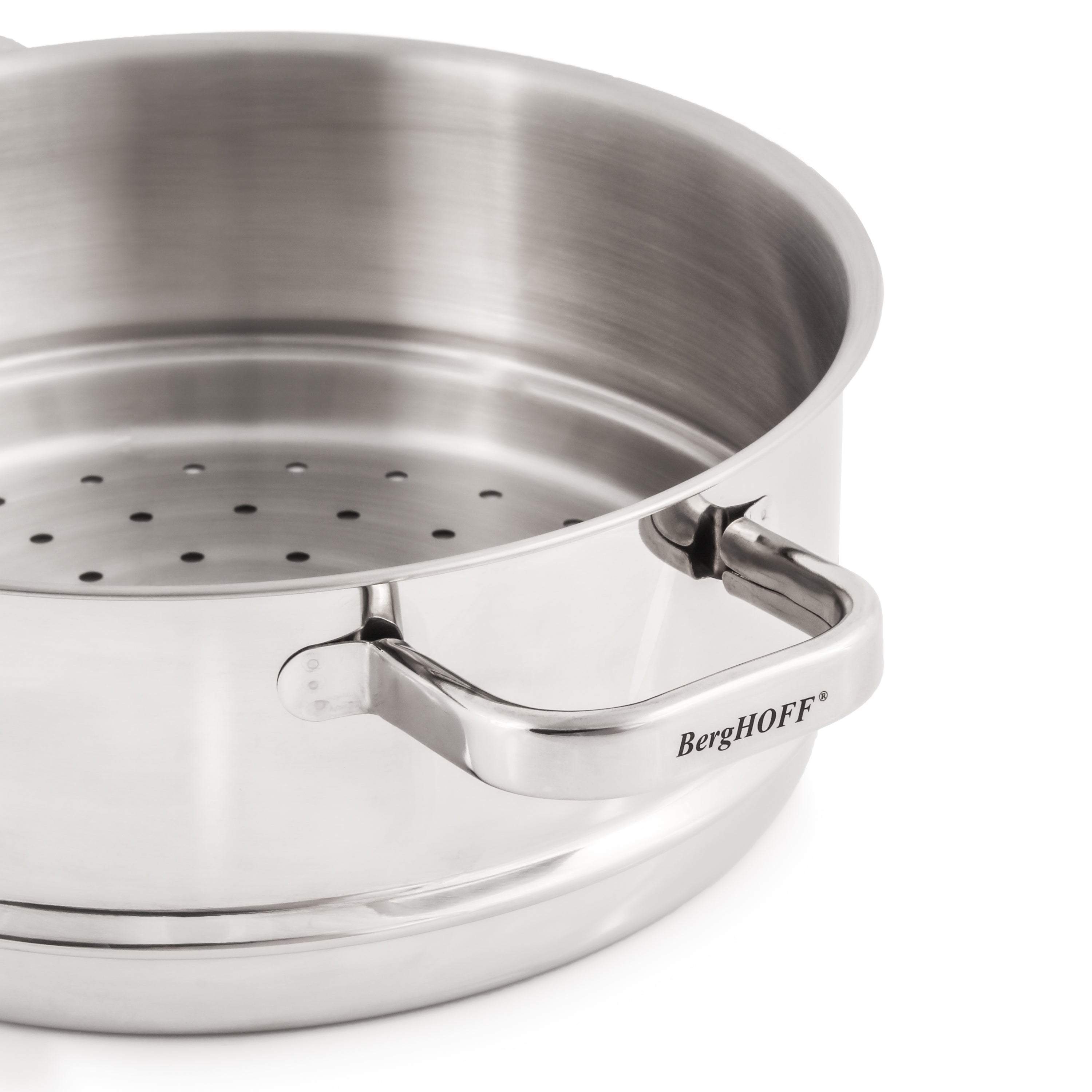 BergHOFF Belly Shape 3-Piece 18/10 Stainless Steel Steamer Set with Glass Lid - Perfect for Healthy Cooking, Meal Prep & Vegetables - Ideal for Stovetop, Induction & Gas Cooktops