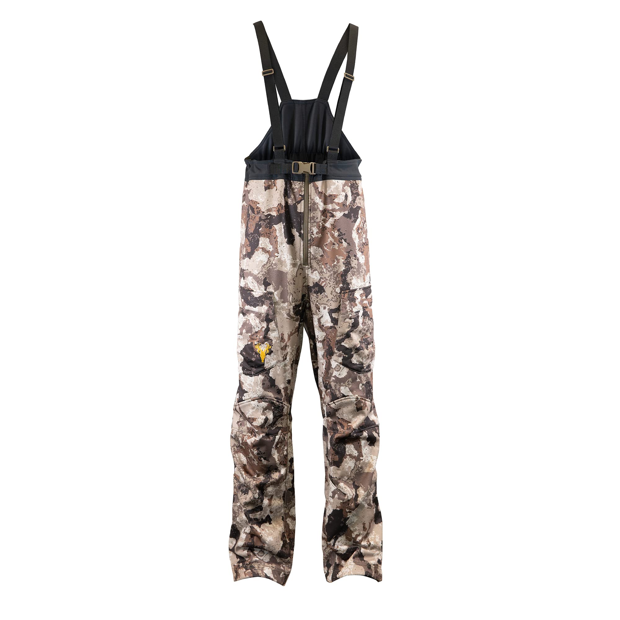 Men's Camo Softshell Hunting Bib - Adjustable Stretch Midweight Water-Resistant Coveralls with Windproof Fleece Lining | Ideal for Cold Weather Hunting, Outdoor Work & Winter Sports
