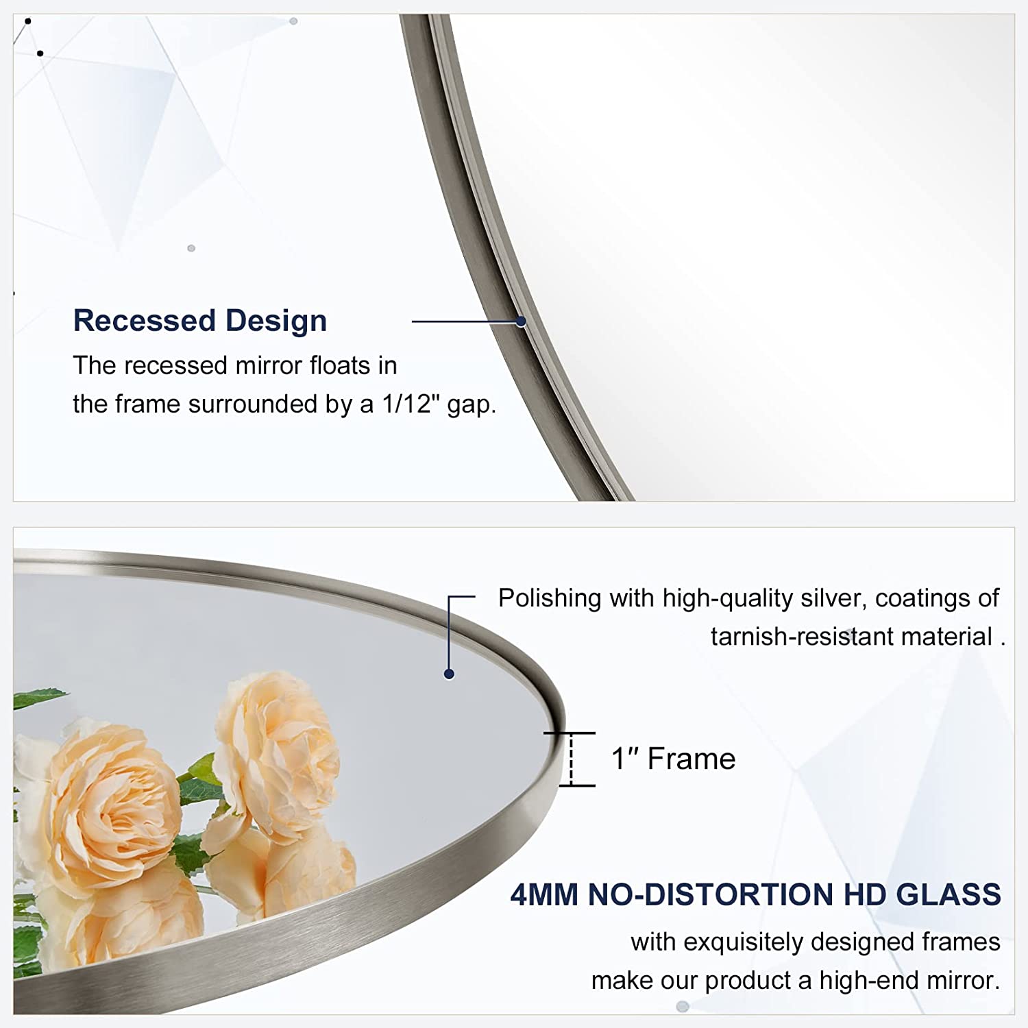Modern Oval Bathroom Wall Mirrors - Stainless Steel Framed Vanity Mirror for Powder Room, Makeup & Shaving | Rust-Resistant, Shatterproof & Space-Saving Design