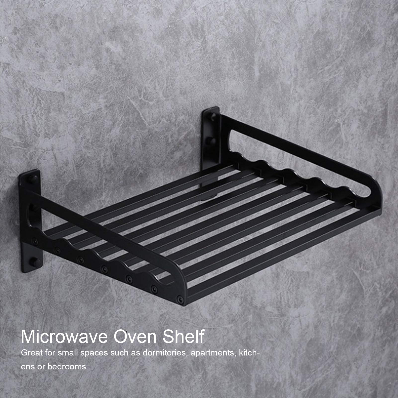 Heavy Duty Aluminum Microwave Oven Wall Mount Shelf - Commercial & Household Grade Metal Rack with Fixing Kit (50x40) - Perfect for Kitchen, Restaurant, Laundry & Small Space Organization