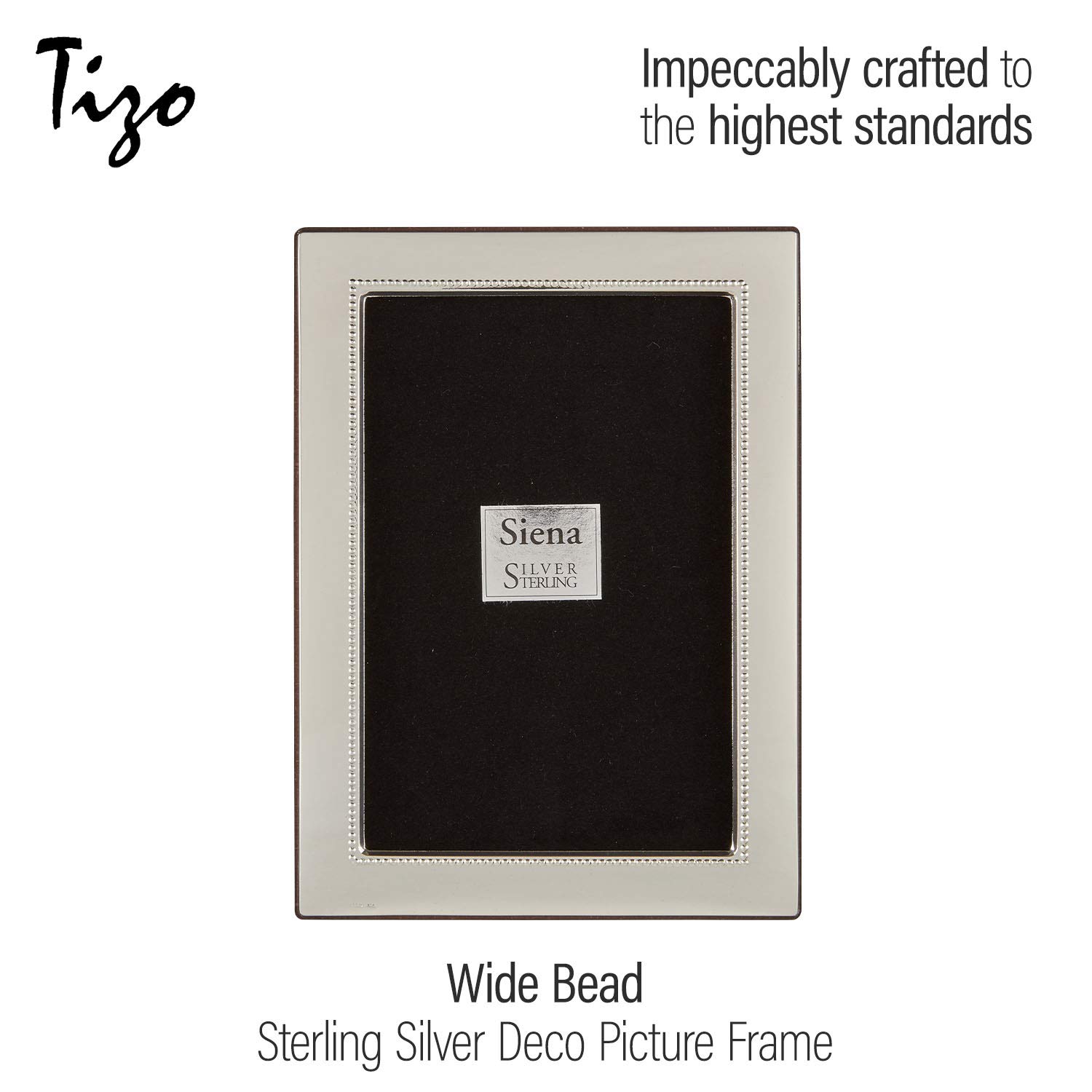 8x10 Wide Bead Silver Deco Picture Frame - Premium 925 Sterling Silver Photo Frame for Wall Display | Perfect for Home Decor, Wedding Photos & Office Art