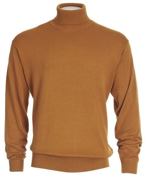Men's Rust Color Turtleneck Sweater - Soft & Warm Winter Knit Pullover for Casual & Office Wear