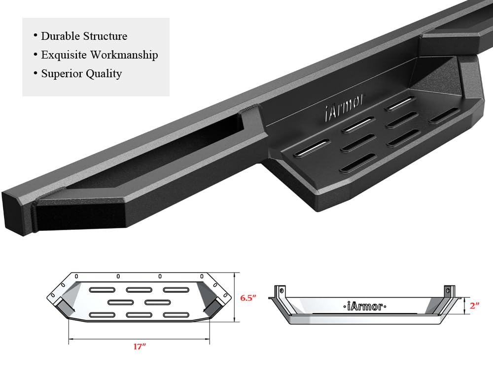 APS Black Drop Steps Running Boards Compatible with Nissan Frontier 2005-2024 Crew Cab - Heavy Duty Nerf Bars for Off-Road & Daily Driving Protection