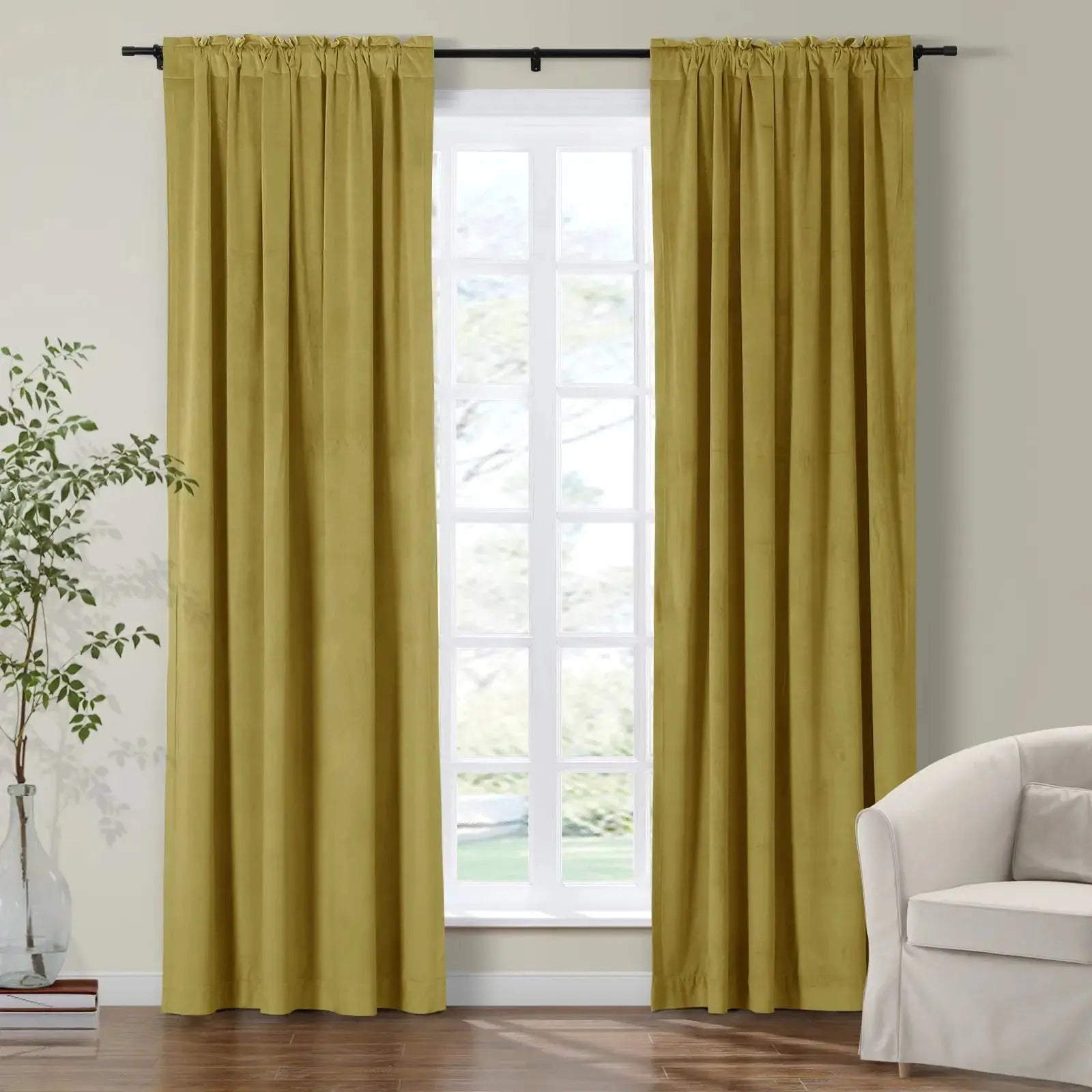 Luxury Birkin Velvet Curtains - Soft Blackout Drapes for Living Room & Bedroom - Premium Soundproof Thermal Insulated Window Treatments for Home Decor
