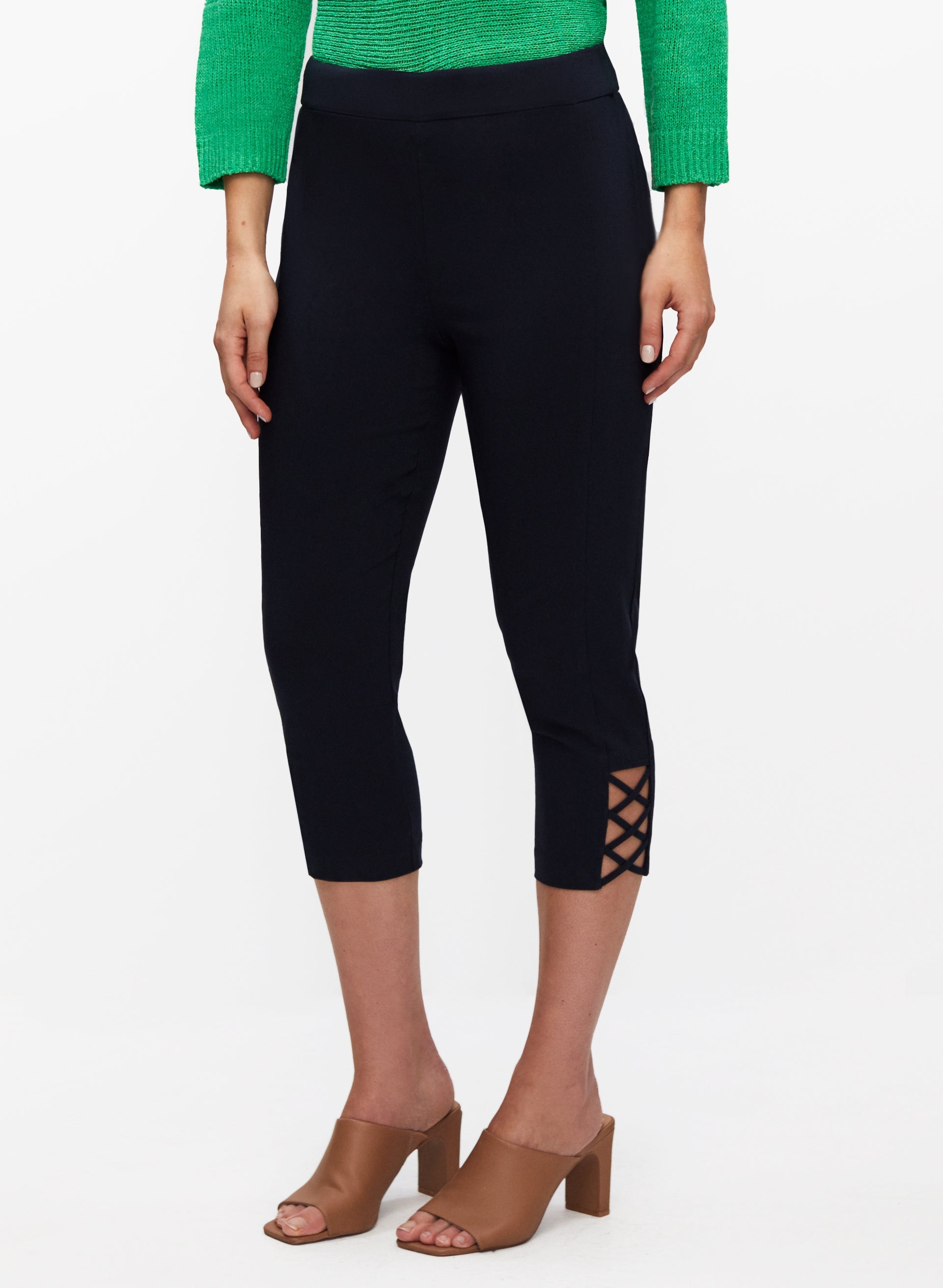 Women's Cross Detail Capris - Stretchy High Waist Yoga Pants for Workout & Lounge - Perfect for Yoga, Gym, Running and Casual Wear