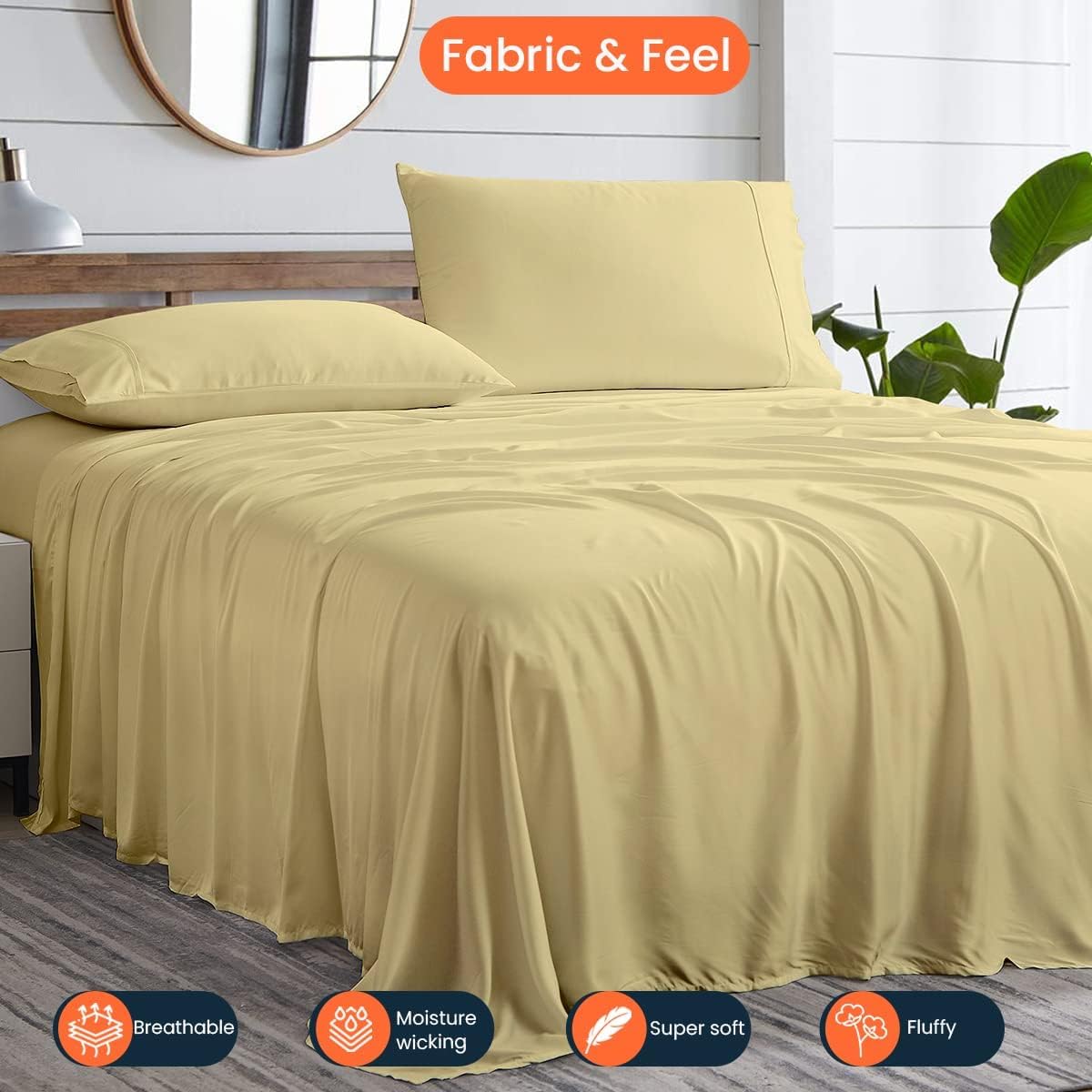 Luxury 100% Egyptian Cotton Sheets Twin Size - 4-Piece 550 Thread Count Bed Sheet Set | Soft & Breathable | Fits 10-12
