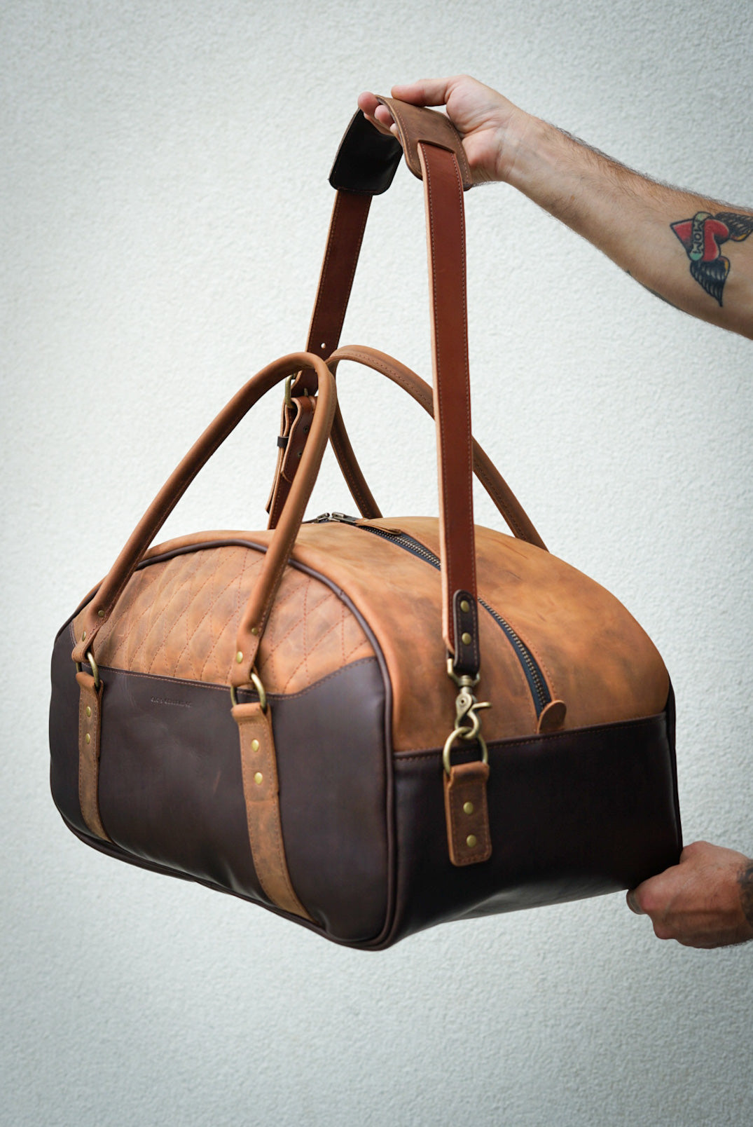 Premium Rancher Duffle Bag - Two Tone Chocolate Mocha & Brown Sugar Brown - Perfect for Travel, Work & Outdoor Adventures