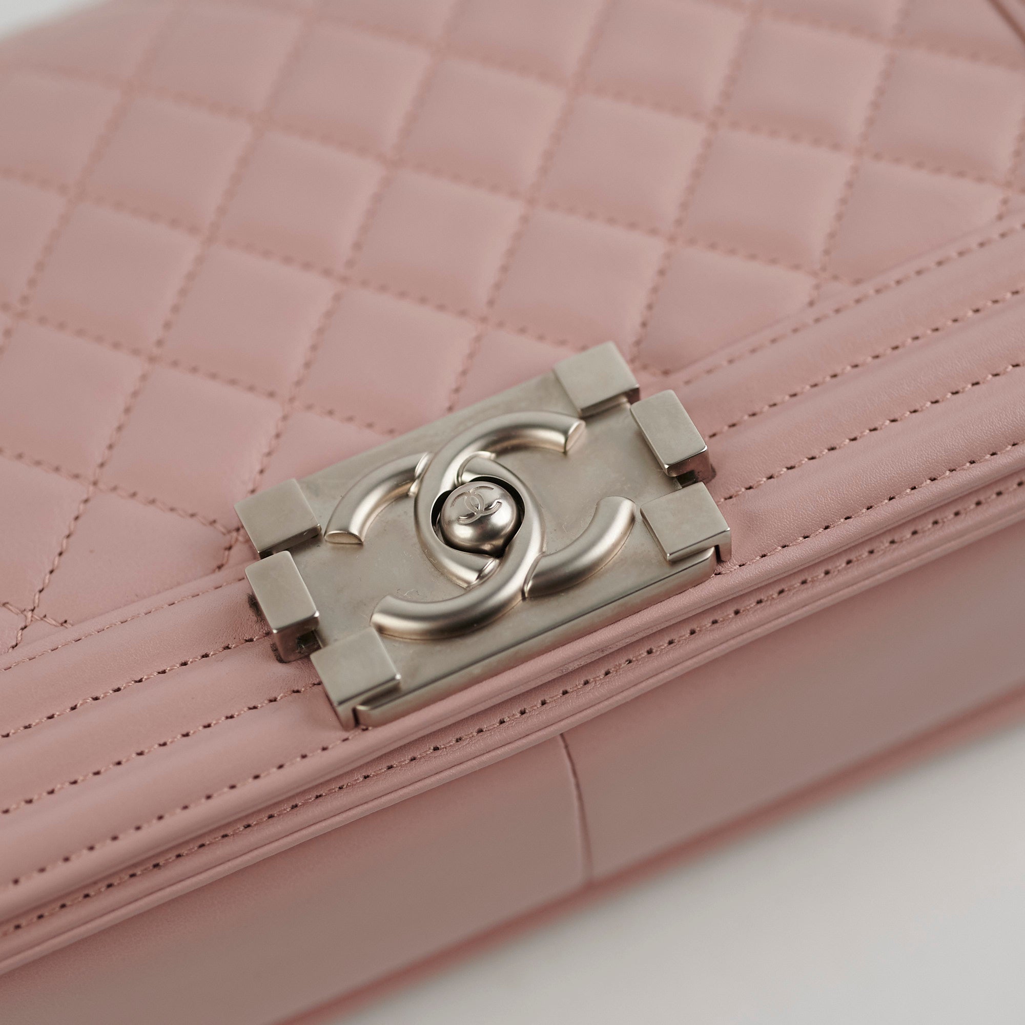 Chanel Old Medium Boy Bag Lambskin Leather Light Pink Crossbody Bag for Women | Luxury Designer Handbag for Parties, Dating & Special Occasions