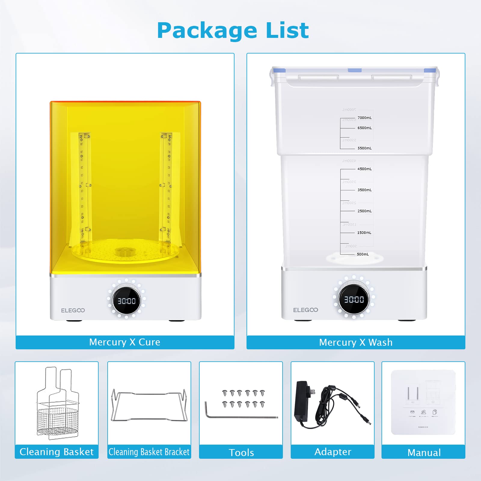 ELEGOO Mercury X Bundle - Large UV Curing and Resin Washing Machine for LCD/DLP/SLA 3D Printer Models | Post-Processing Station for 3D Printed Creations | Perfect for Hobbyists and Professionals