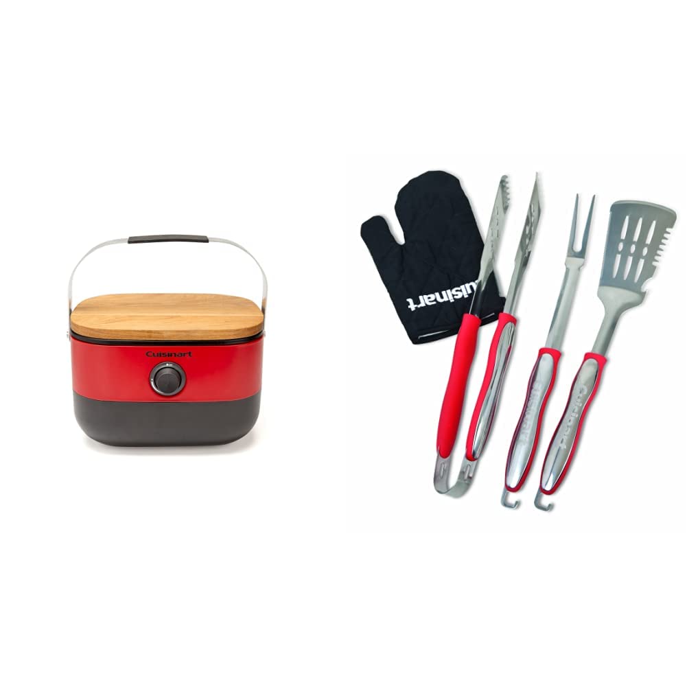 Cuisinart CGG-750 Portable Gas Grill - Compact Outdoor BBQ Grill for Camping, Picnics & Tailgating - Red Venture Series (Perfect for Backyard, RV & Travel Adventures)
