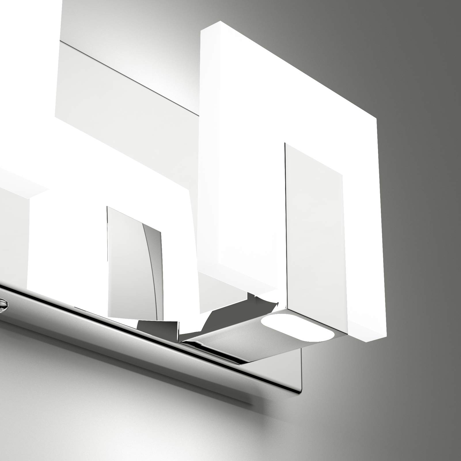 Aipsun 4-Light Dimmable Modern LED Vanity Light - Frosted White Acrylic & Chrome Bathroom Wall Fixture for Mirror (6000K White Light) - Perfect for Bathroom, Powder Room & Dressing Area Lighting