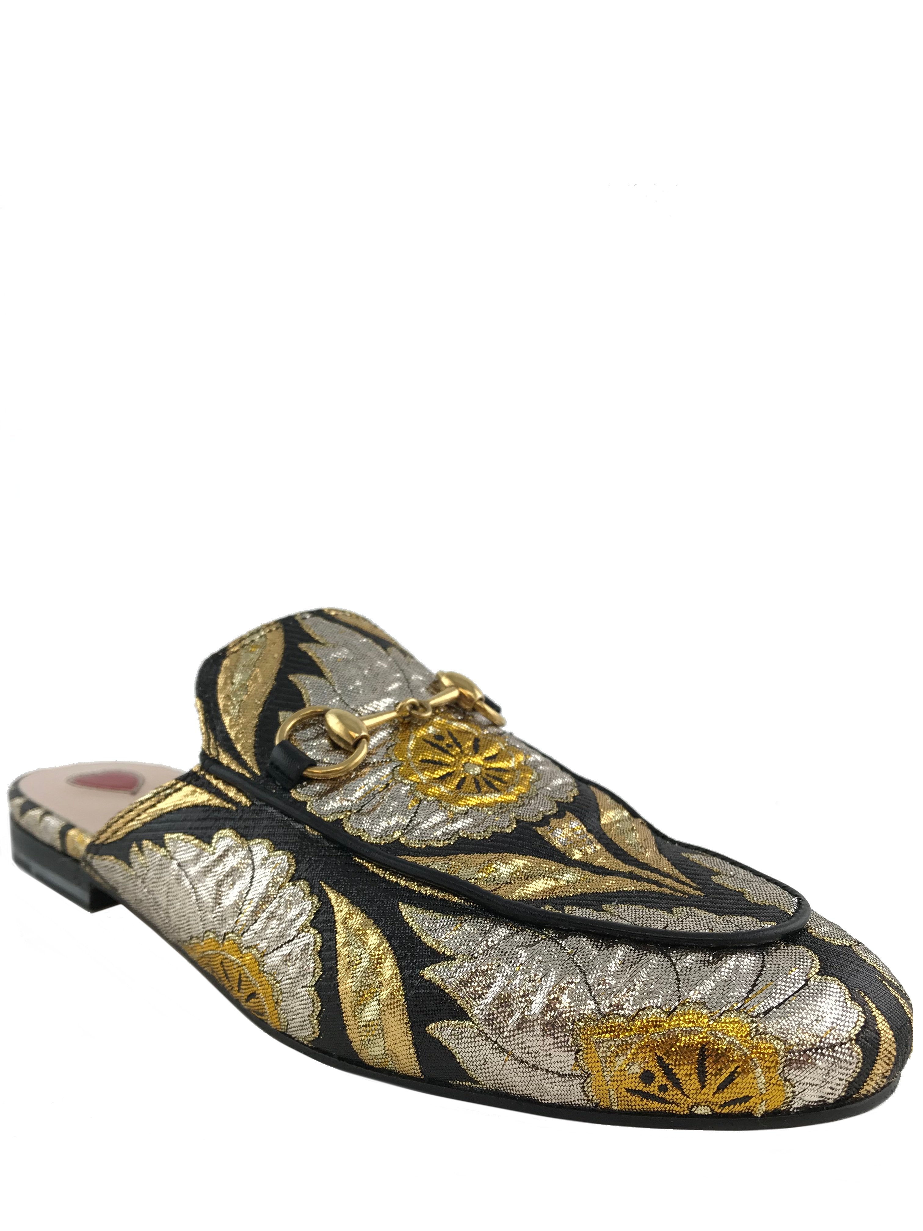Gucci Princetown Floral Jacquard Horsebit Mules Women's Size 6.5 - Luxury Designer Slip-On Loafers for Casual Outings & Office Wear