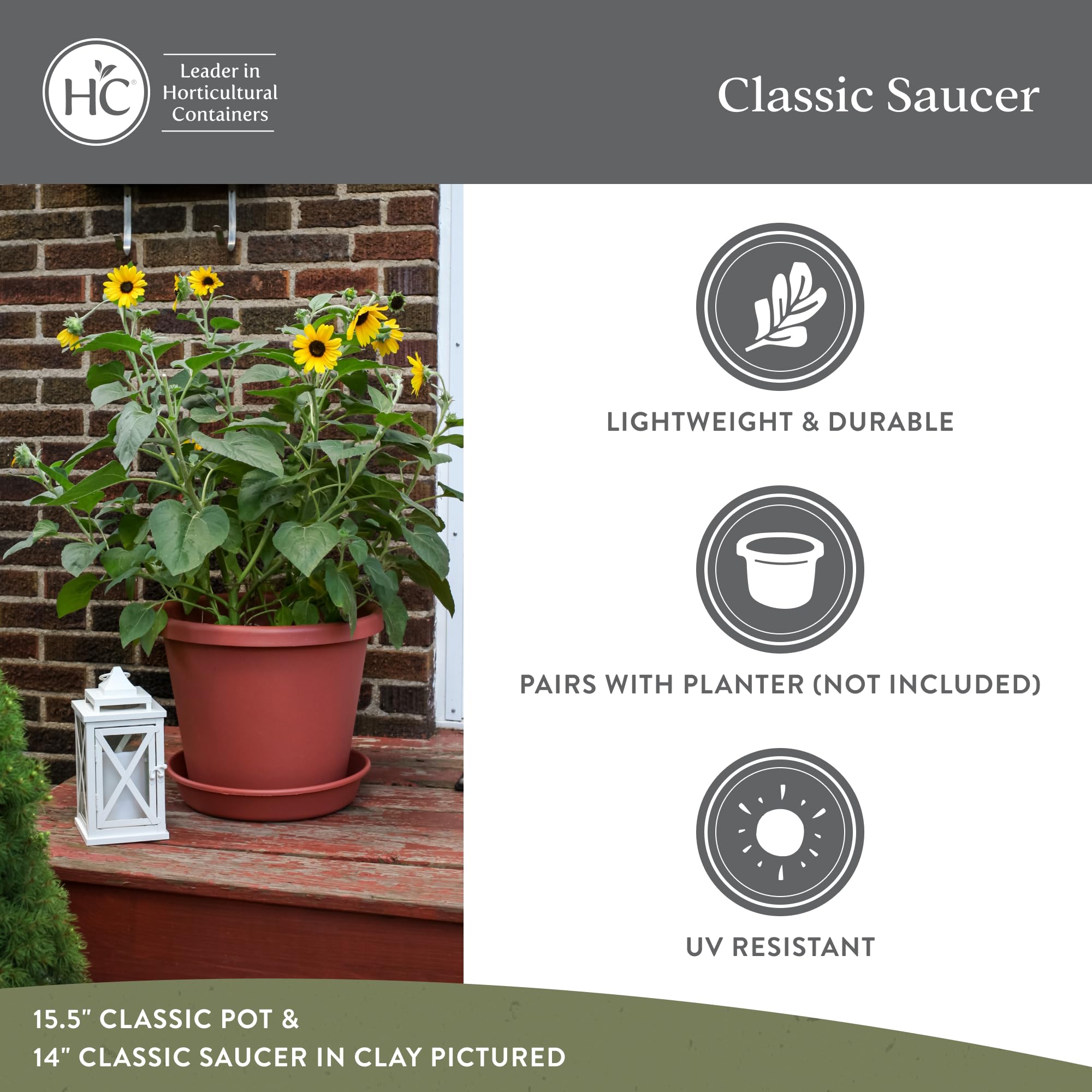 The HC Companies 12 Inch Round Plastic Plant Saucer - Indoor Outdoor Plant Trays for Pots, 12.5
