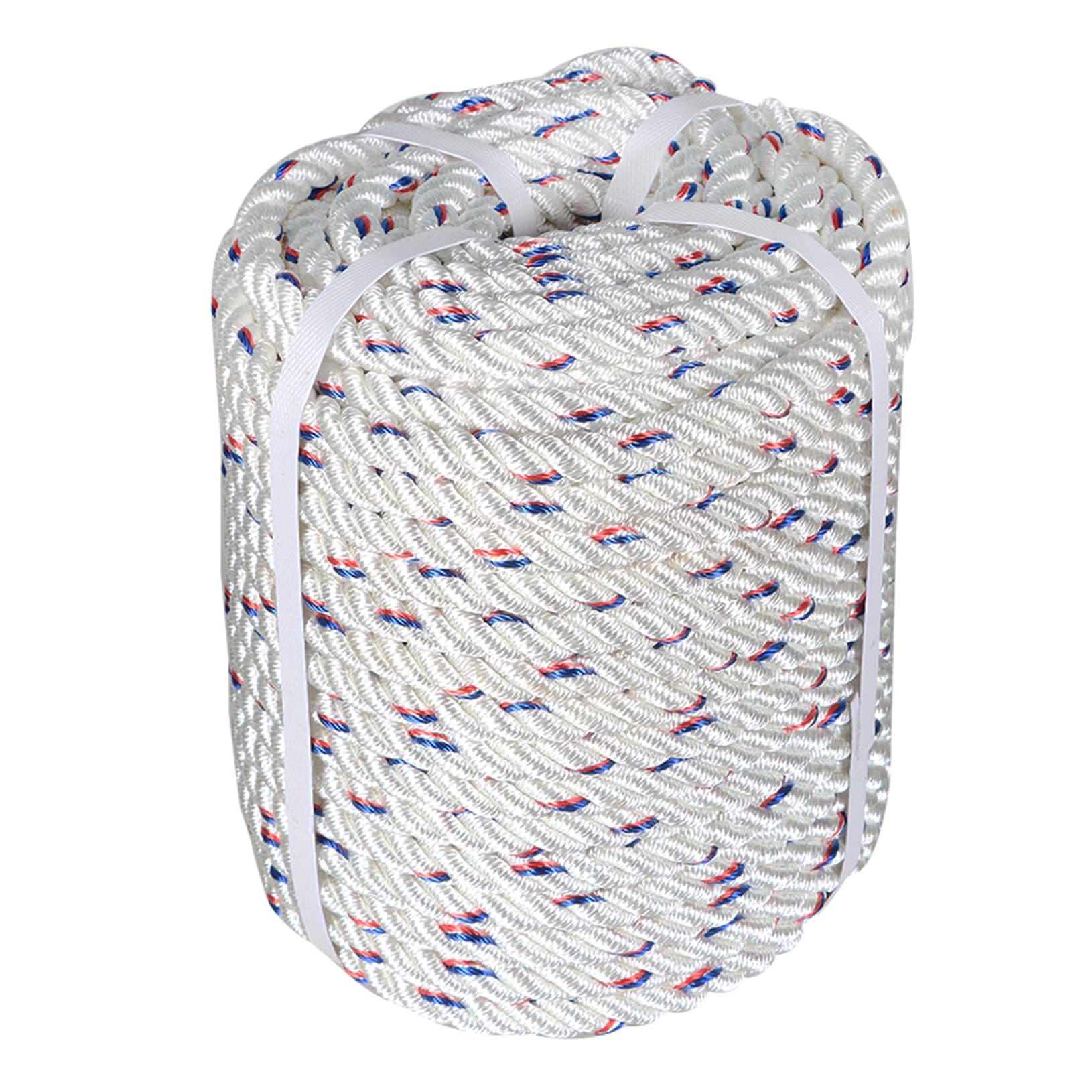 LABLT 5/8 Inch Double Braided Polyester Rope - 150ft High Strength Arborist Bull Rope for Tree Climbing, Rigging, Camping & Swings | Lightweight & Heavy Duty | White, Red, Blue Options | Perfect for Outdoor Adventures, DIY Projects & Emergency Use