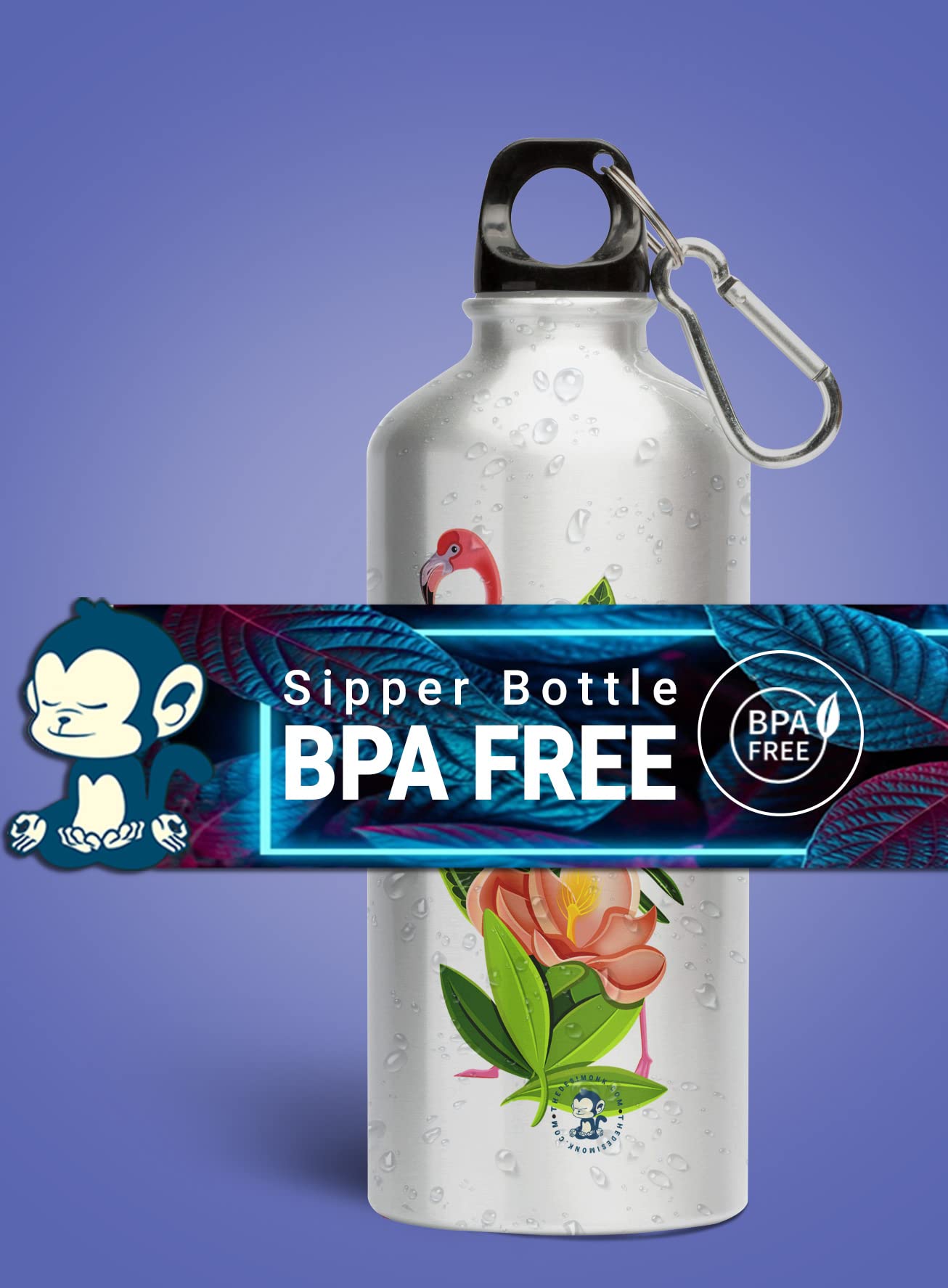 Premium Flamingo Printed Aluminum Water Bottle - 600ml Insulated Bird Design Bottle with Leak-Proof Lid | Ideal for Gym, Hiking, Travel & Outdoor Activities | BPA-Free & Eco-Friendly