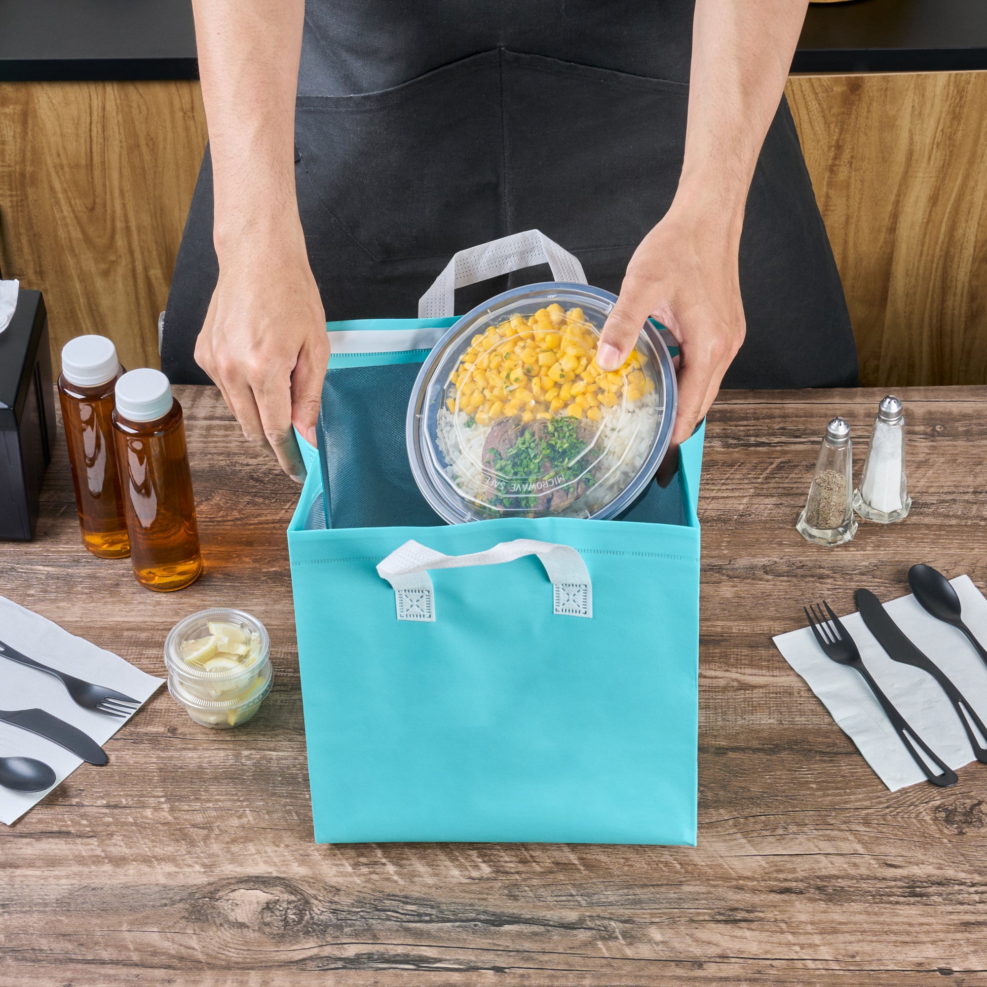 Premium Insulated Takeout Bags - Tamper Evident Food Delivery Bags (10.25