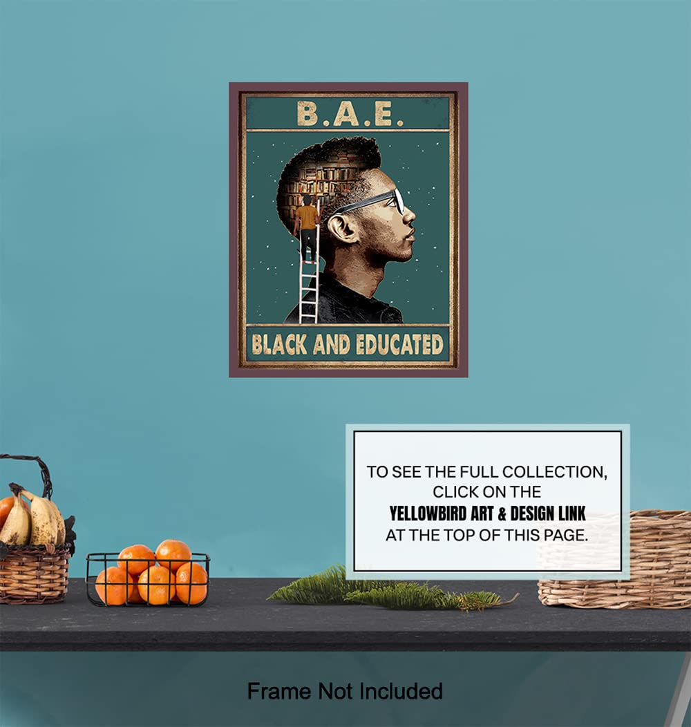 African American Wall Art - Inspirational Black Art Decor for Classroom & Home - Motivational Posters with Positive Quotes - Black Pride Reading Picture for Boys & Men - Perfect for Offices, Schools & Living Rooms