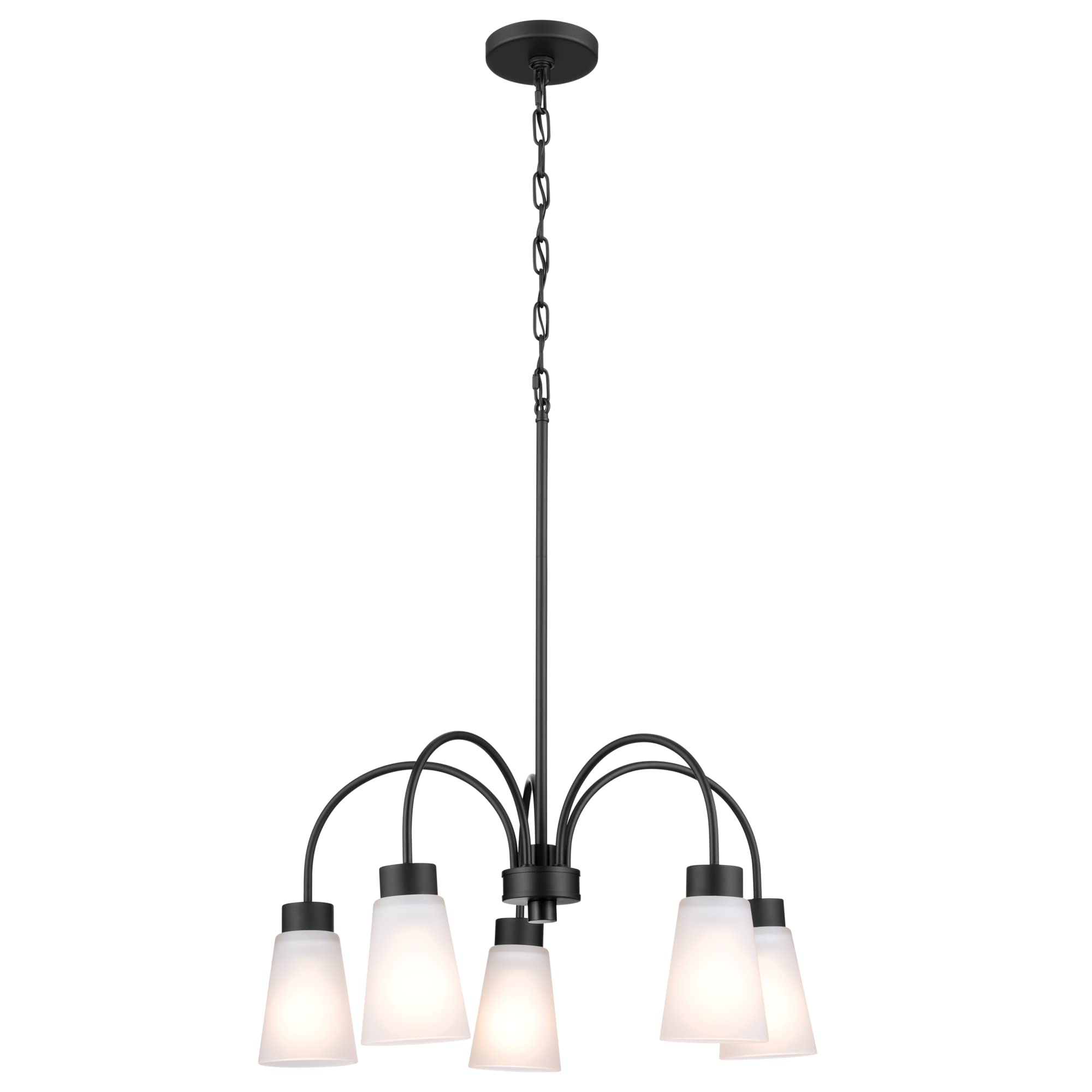 Kichler Erma 5-Light Black Chandelier with Satin Etched Glass - Traditional Ceiling Light Fixture for Living Room, Dining Room, Bedroom or Entryway (24