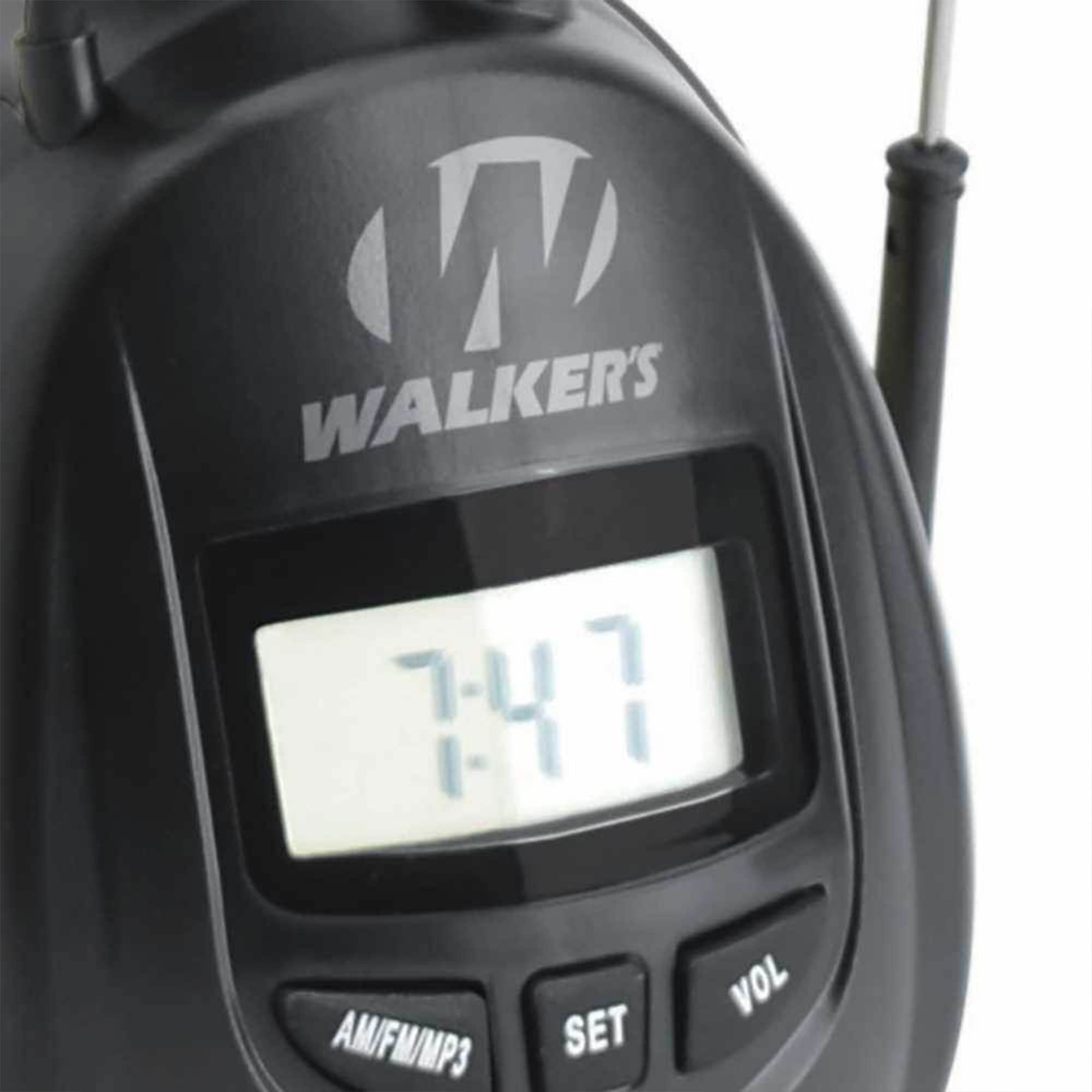 Walker's Digital AM/FM Radio Earmuffs - 25dB NRR Electronic Hearing Protection for Hunting & Shooting with MP3/CD Player Jack, 2 AAA Batteries Included - Ideal for Range Shooting, Construction Work, and Outdoor Activities