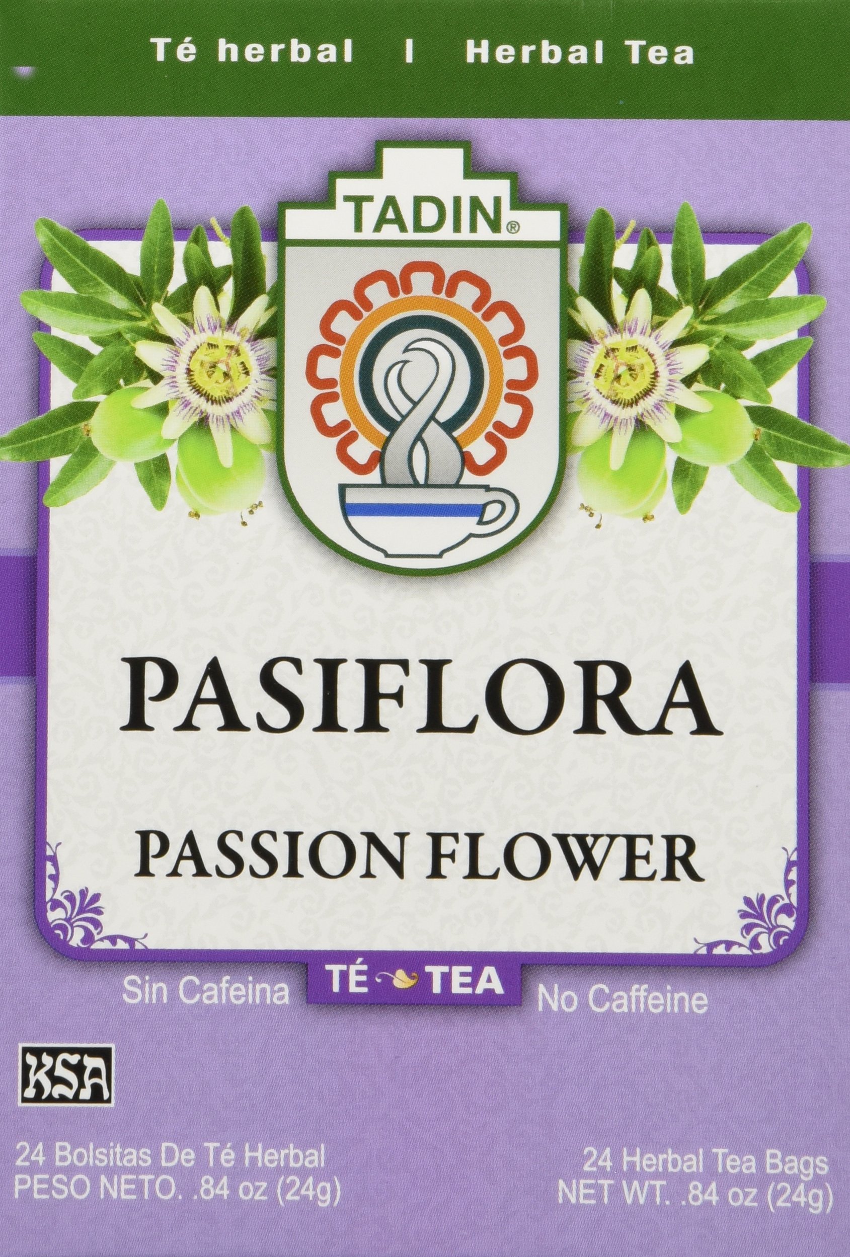 Tadin Tea Pasiflora - Organic Passion Flower Herbal Tea, 24 Tea Bags for Relaxation & Stress Relief | Perfect for Bedtime & Meditation