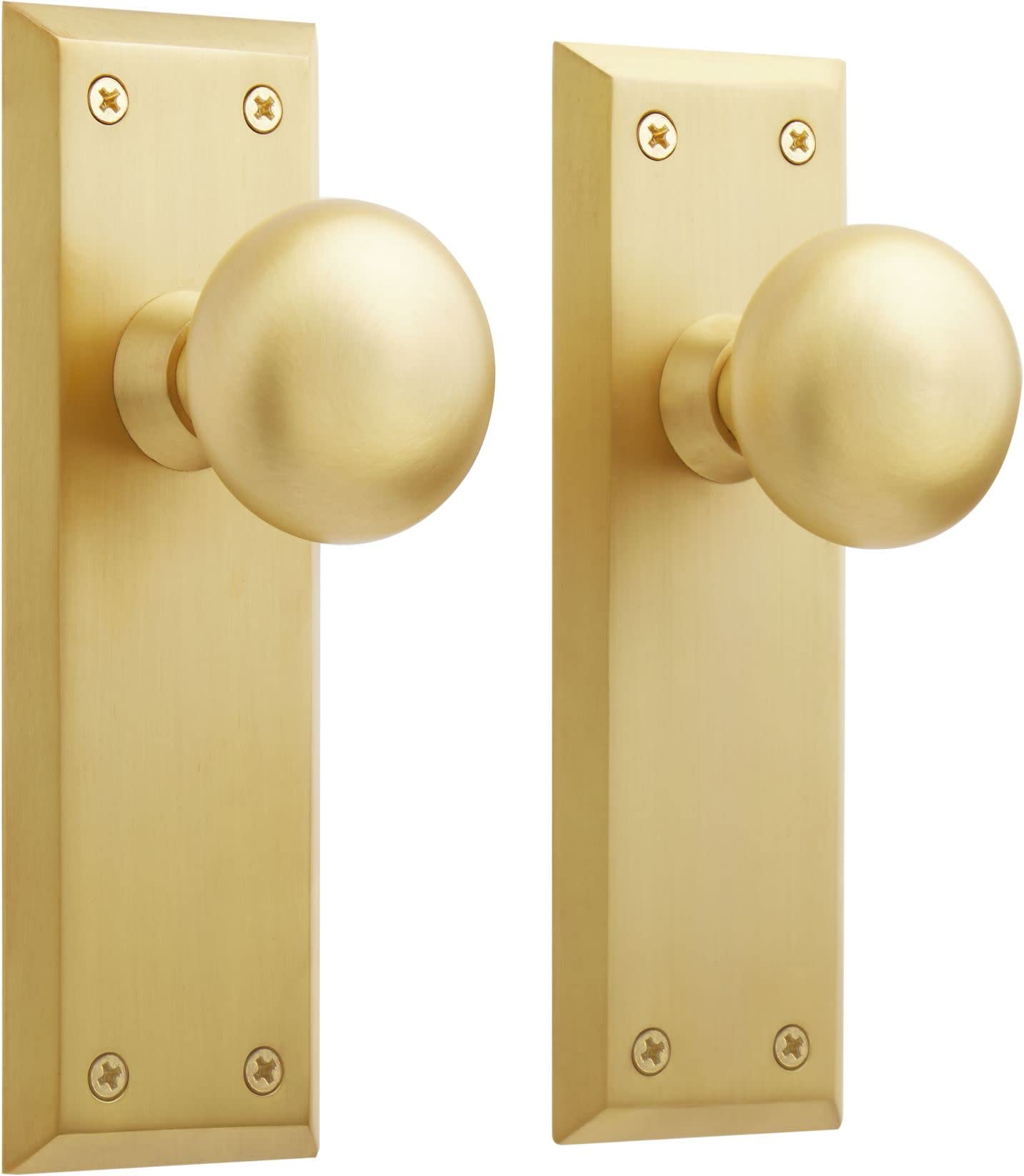 Signature Hardware 480925 Hubbard Solid Brass Passage Door Knob Set - Adjustable 2-3/8