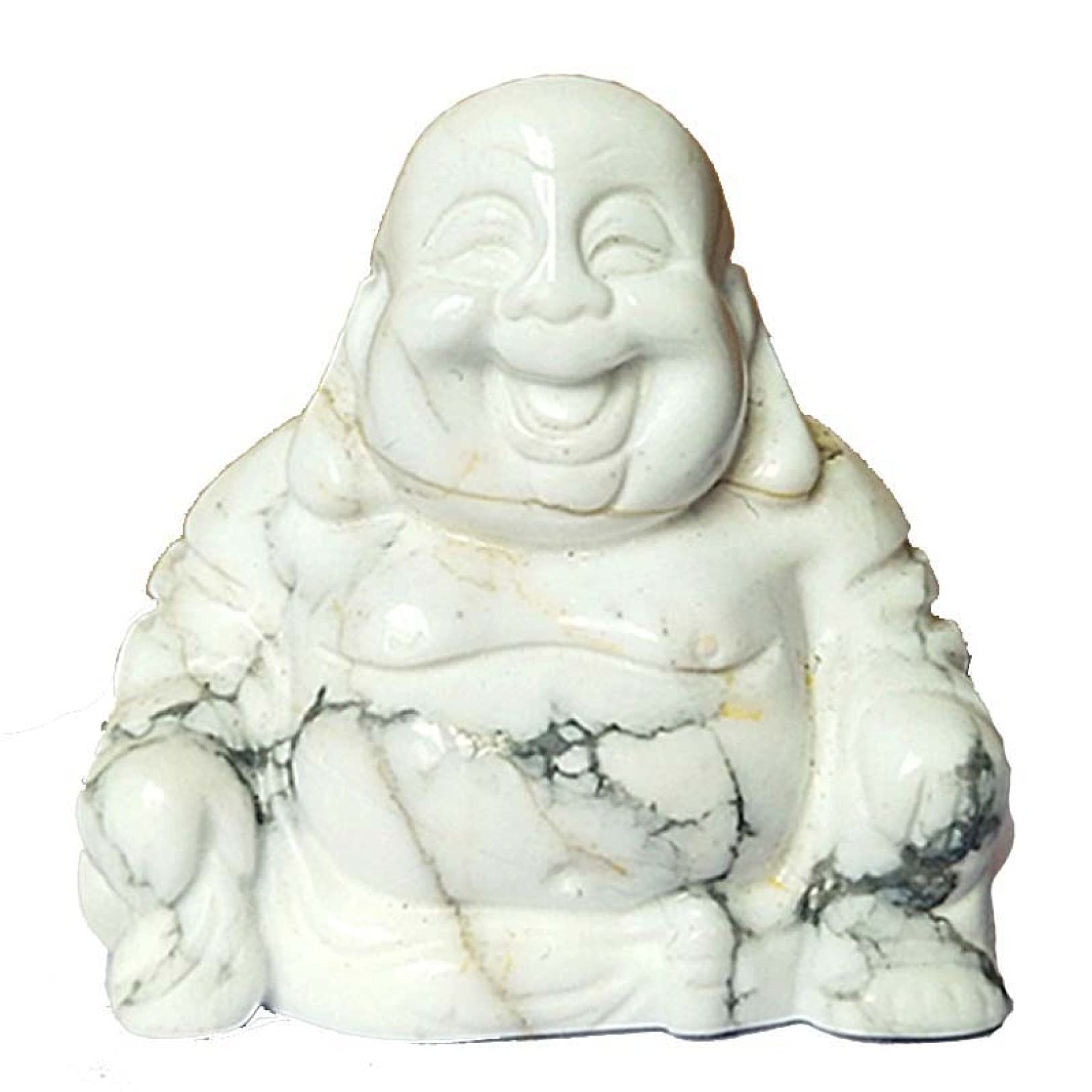 Natural Stone Crystal Happy Buddha Statue - Feng Shui Home Decor, Miniature Figurine for Positive Energy & Good Luck | Perfect for Meditation Spaces, Office Desk & Gift Giving