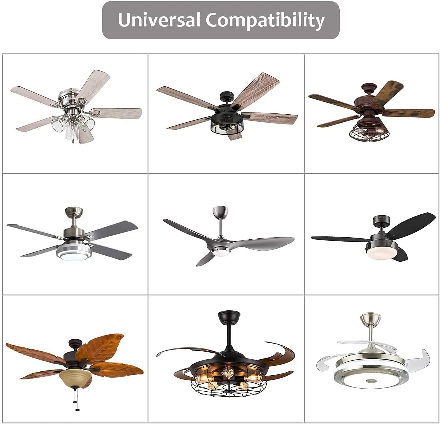 2 Pack Universal Ceiling Fan Remote Control Kit with Light Dimmer & 3 Speed Fan Controller - Mini Receiver Replacement for Hampton Bay, Hunter, Harbor Breeze, Westinghouse, Honeywell & More - Perfect for Bedroom, Living Room & Office Use