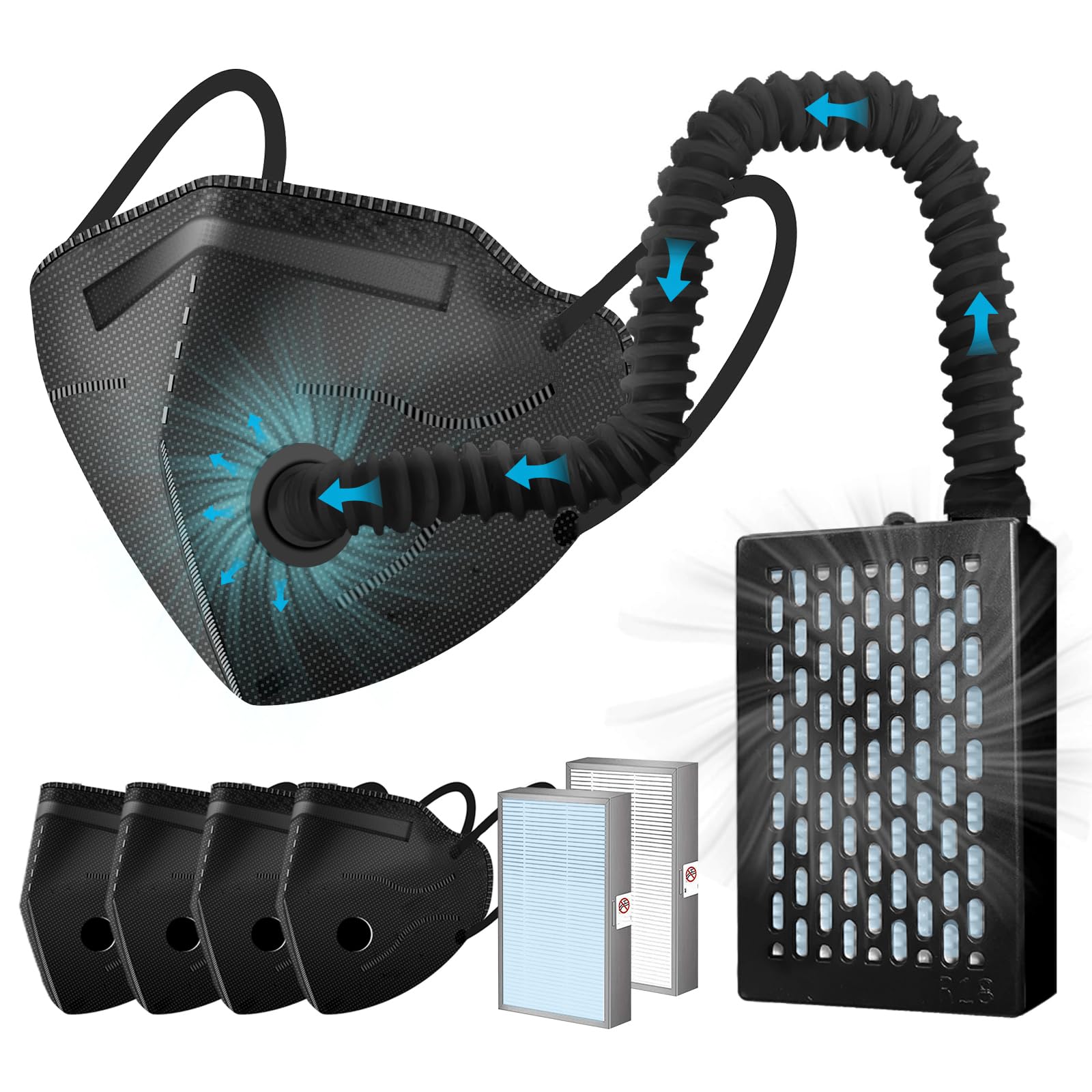 Electric Wearable Air Purifier Mask with HEPA Filter - Rechargeable Portable Breathing Protection for Dust, Painting, Machine Polishing & Welding | Ideal for Construction, Woodworking & DIY Projects