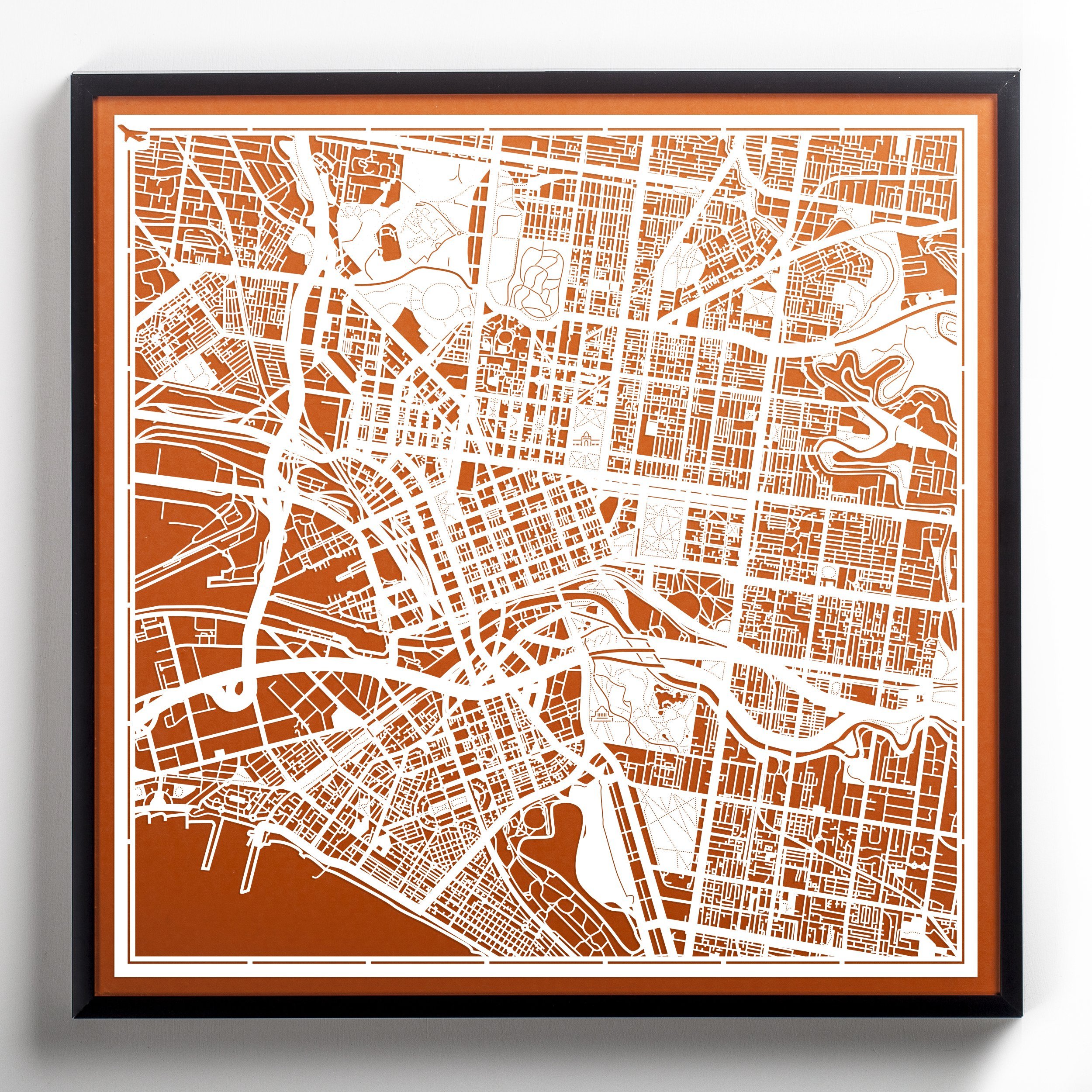 O3 Design Studio Melbourne Paper Cut Map - 12x12 Inch White Paper Art Wall Decor for Home, Office & Gift Giving
