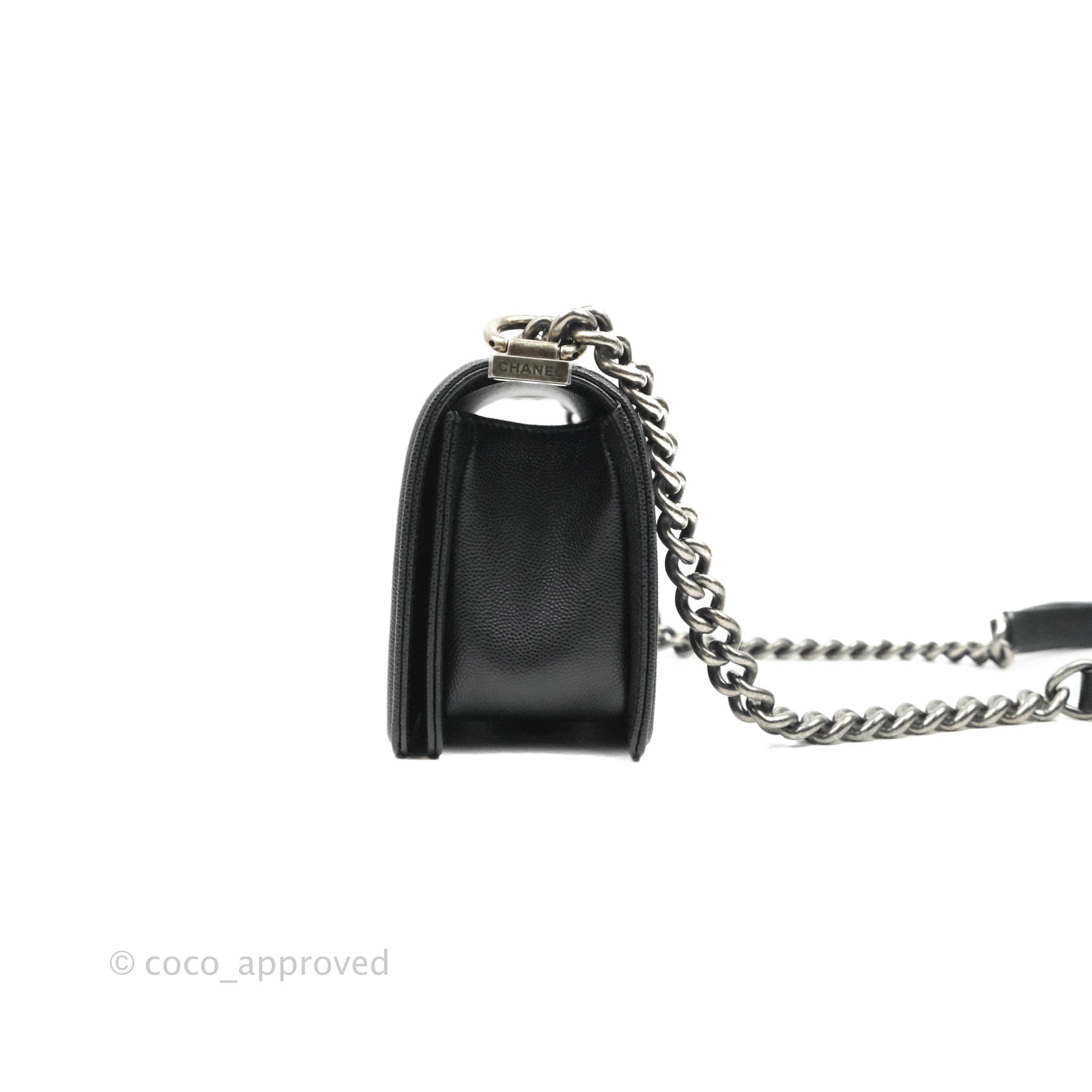 Chanel Boy Quilted Small Handbag Black Caviar Leather with Ruthenium Hardware - Perfect for Evening Events, Parties & Luxury Fashion Accessories