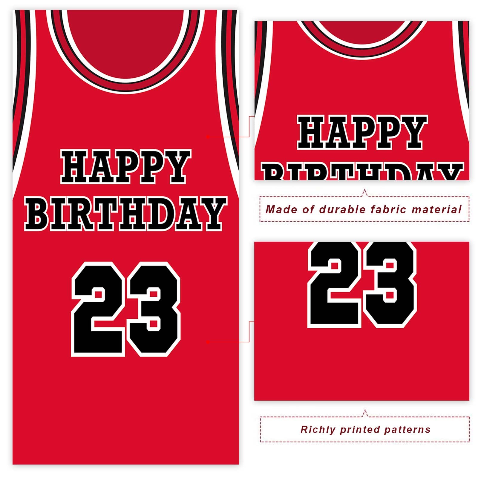 23rd Birthday Banner Backdrop - Red Basketball Star Player Sports Theme Decor for Men & Boys | 1st Birthday Party, Baby Shower, Photo Booth Props | Perfect for Sports-Themed Celebrations and Photo Backdrops