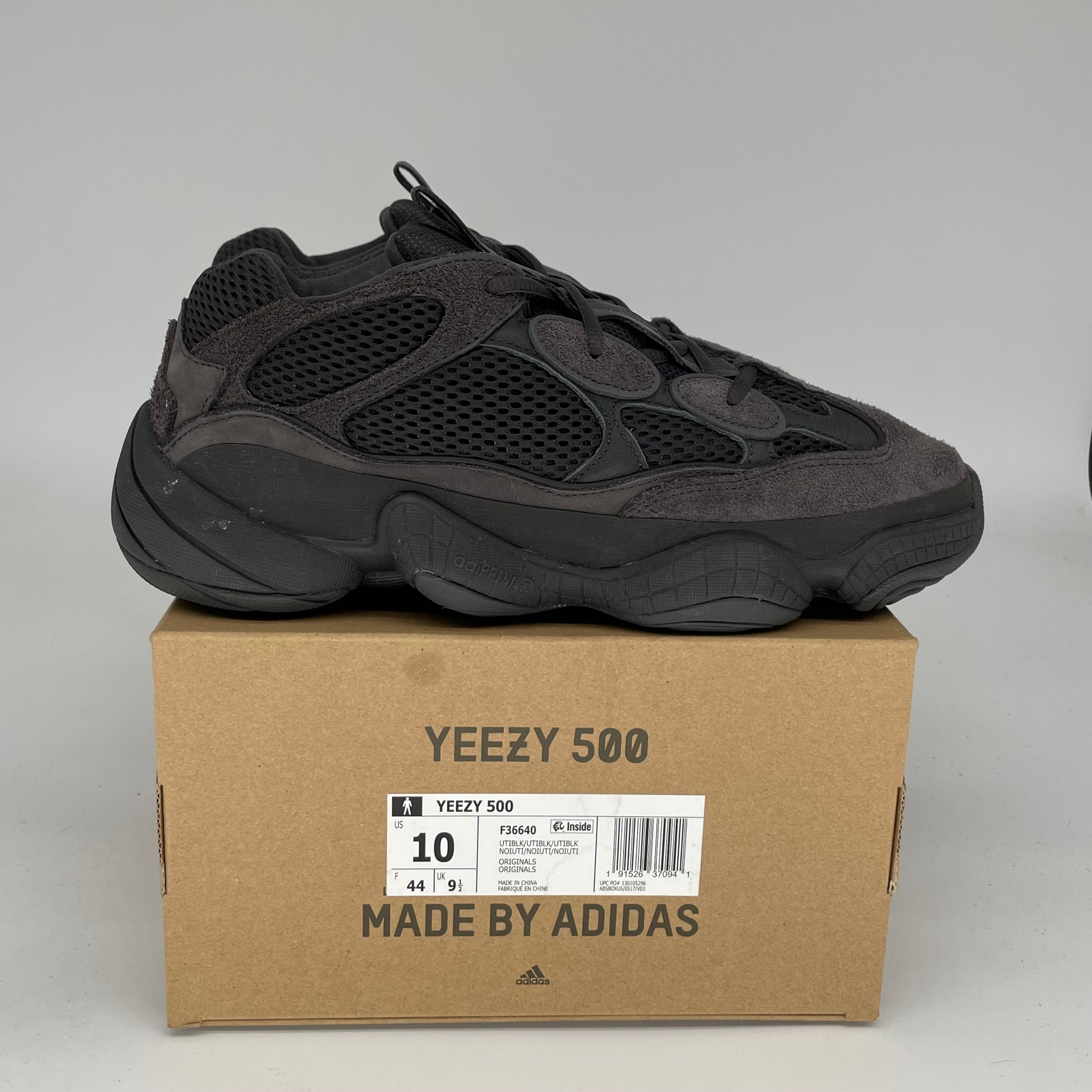 Adidas Yeezy 500 Utility Black Men's Sneakers - Size 10 (F36640) | Comfortable Running Shoes for Casual Wear & Street Style Fashion