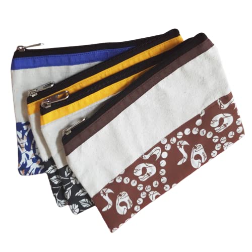 Eco-Friendly 4-Piece Cotton Canvas Zipper Pouch Set - Travel Toiletries & Pencil Organizer (8