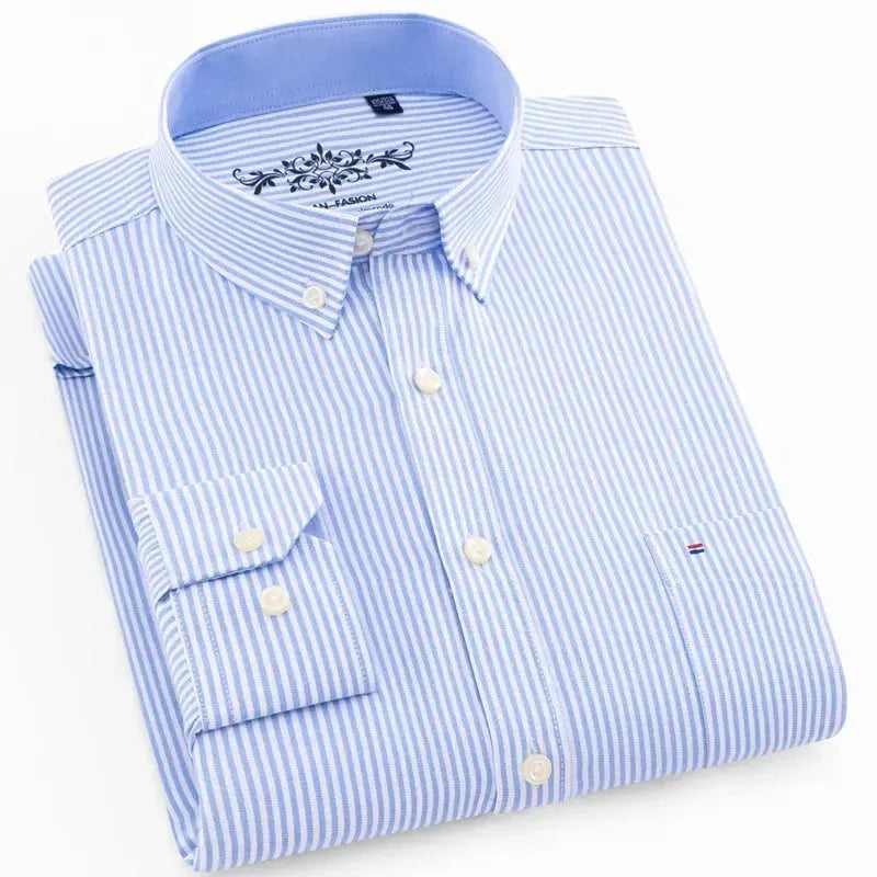 Men's Striped Oxford Shirt - Classic Casual Button Down Shirt for Business & Everyday Wear | Perfect for Office, Dating & Outdoor Activities