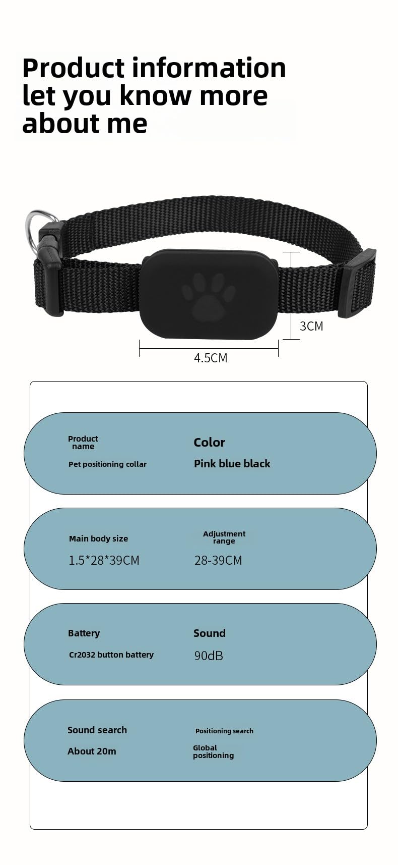**Waterproof GPS Pet Tracker Collar for Dogs & Cats - Long Battery Life, Worldwide Tracking, iOS Compatible, No Monthly Fees - Perfect for Hiking, Travel & Outdoor Adventures (Blue)**