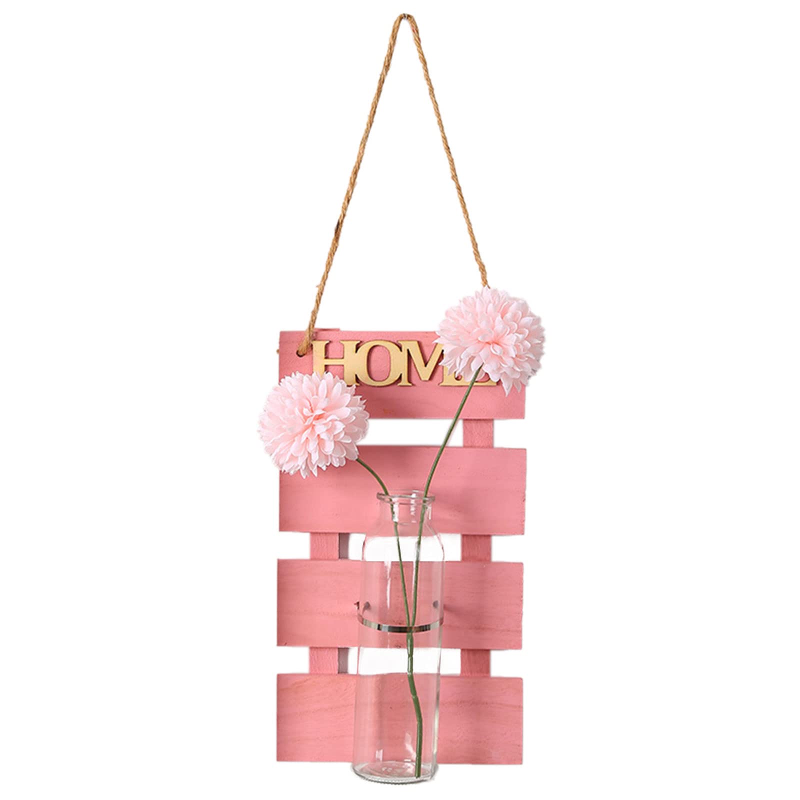 Rustic Wood Wall Hanging Decor with Glass Vase - Handmade Boho Flower Holder for Indoor & Outdoor Home Decor - Perfect for Living Room, Bedroom, Patio, and Garden Decoration