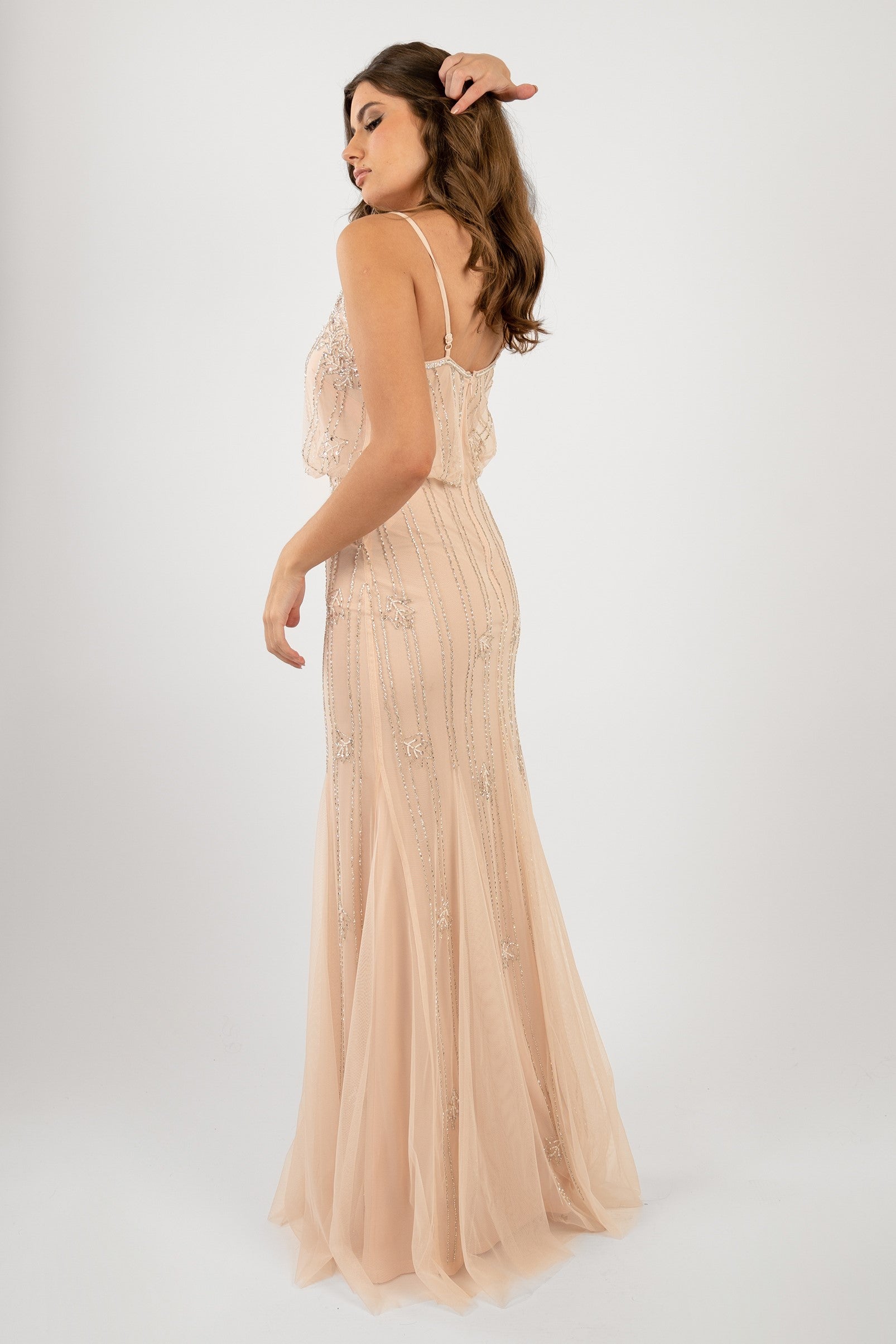 Keeva Nude Blush Bridesmaid Dress - Elegant A-Line Formal Gown for Weddings, Prom & Special Occasions