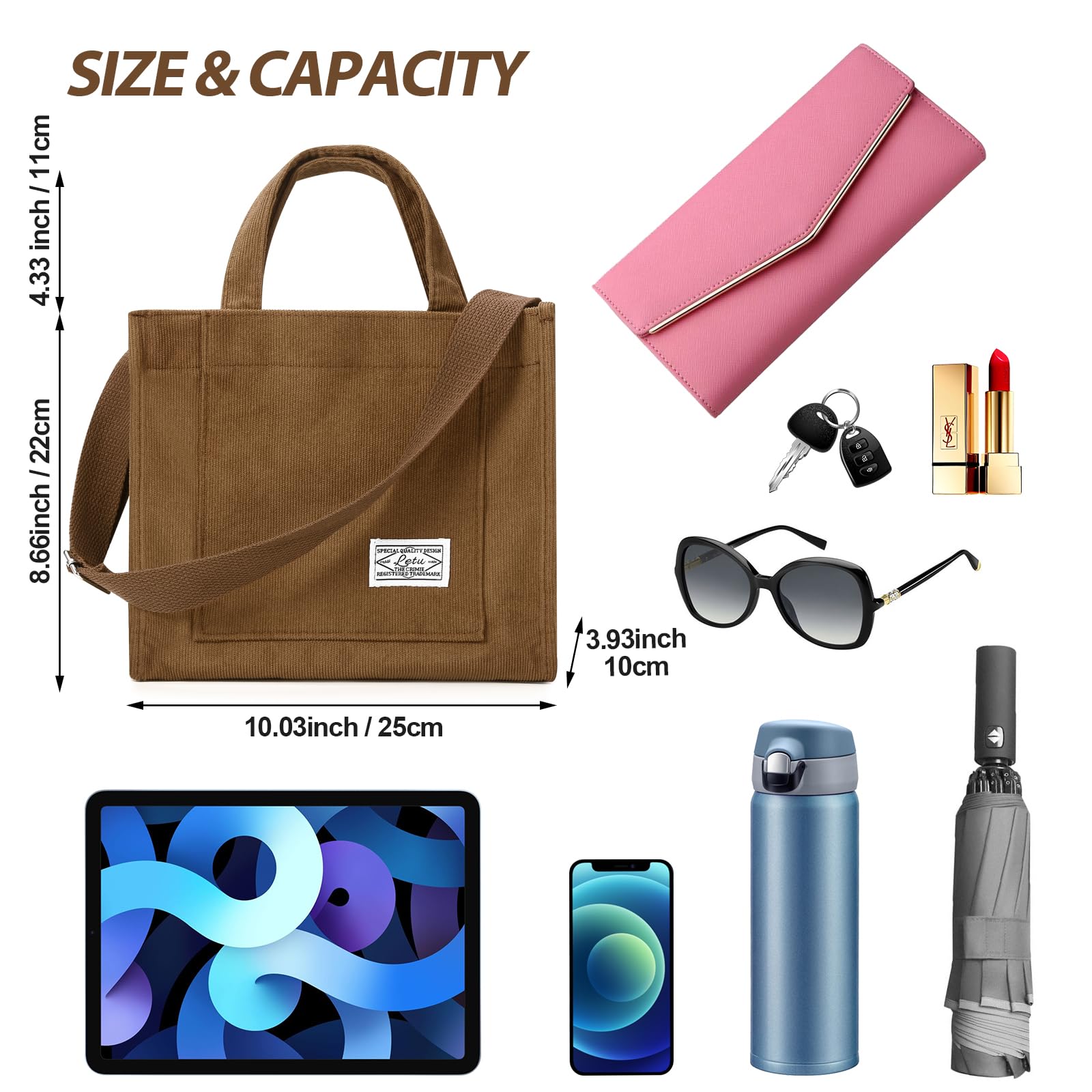 Stylish Women's Corduroy Tote Bag - Fashionable Messenger Satchel with Design Sense | Perfect for Work, Travel & Everyday Use