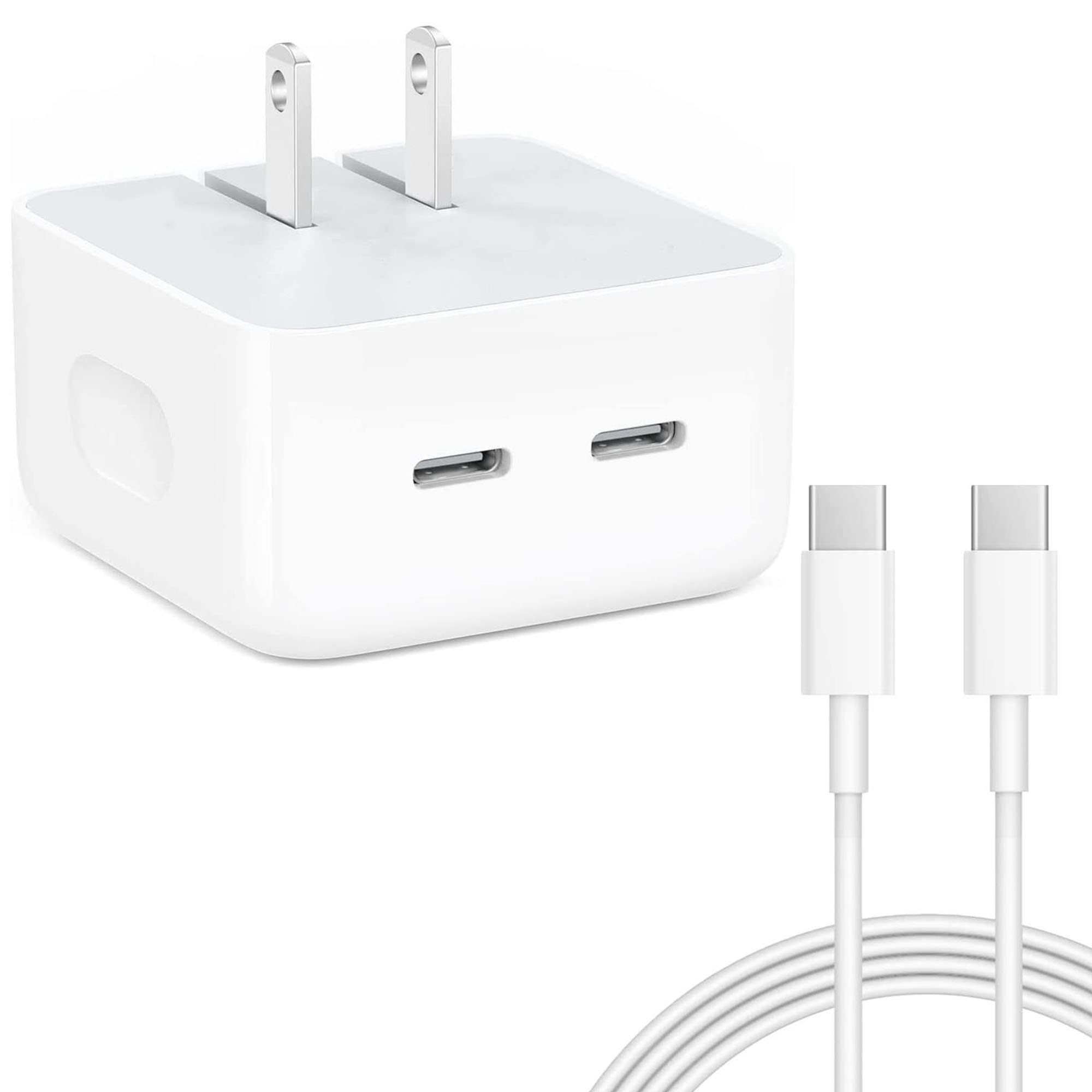 35W Dual USB-C Fast Charger, Foldable Compact Wall Charger Block with USB-C to USB-C Cable - Compatible with iPhone 14 Pro Max/14 Pro/13/12/11, iPad, AirPods, MacBook Air - Perfect for Travel, Home & Office Charging