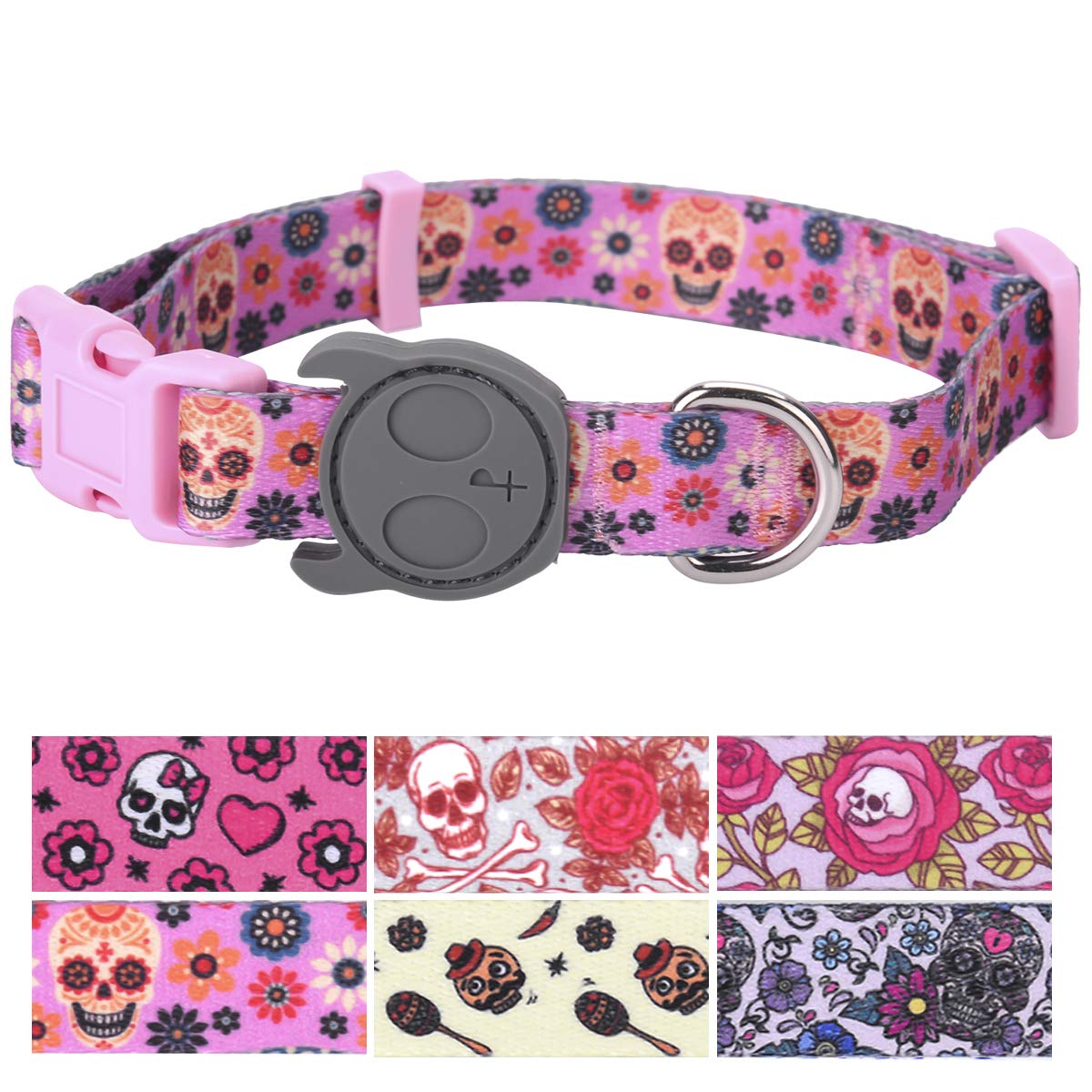 Best Adjustable Dog Collar - Durable Soft & Heavy Duty Halloween Sugar Skull Design for Puppies, Adults & All Sizes | Perfect for Indoor, Outdoor & Costume Parties