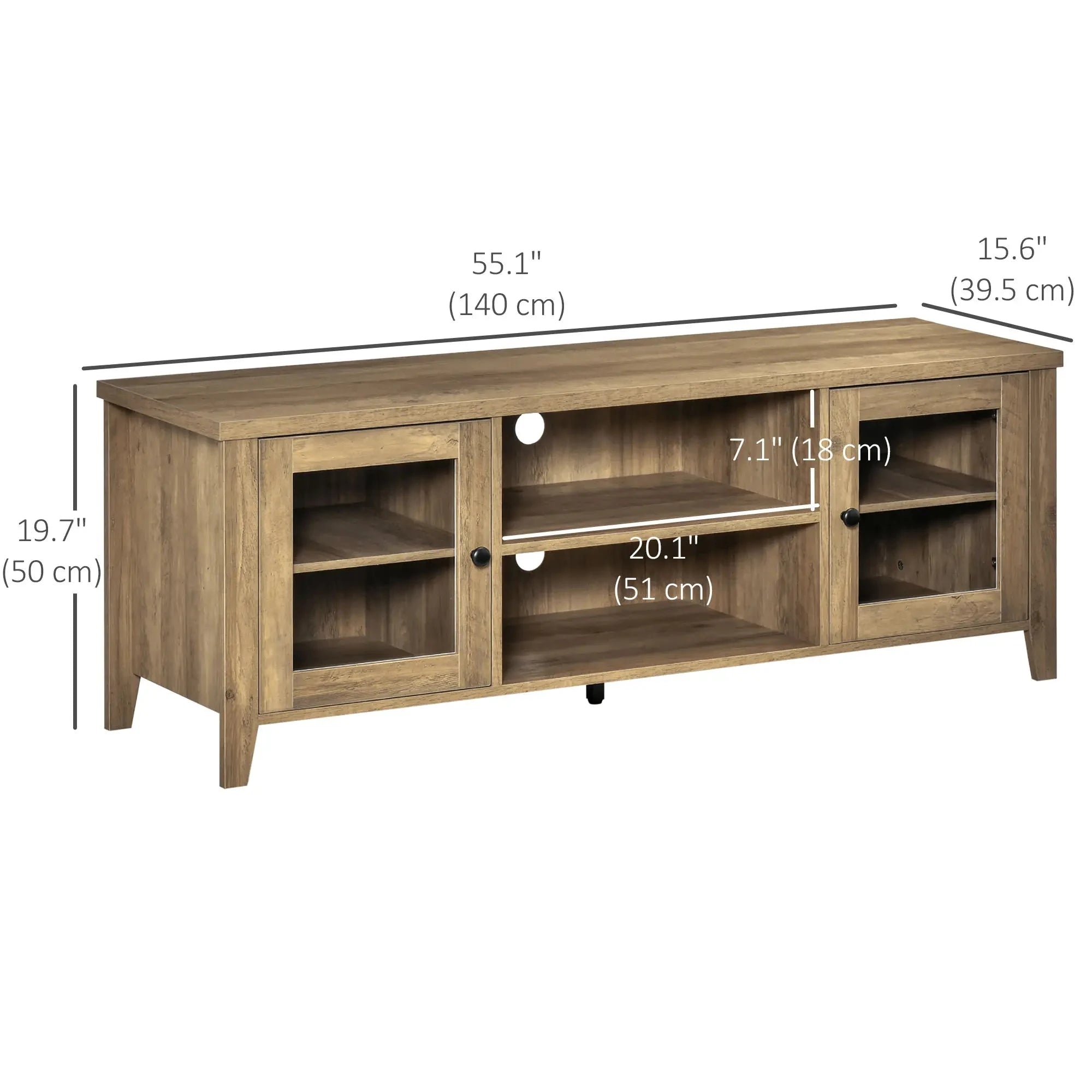 Modern TV Stand for Up to 60 Inch TVs - Sturdy Wooden Entertainment Center with Storage Shelf (Black/White/Walnut) - Perfect for Living Room, Bedroom & Home Theater Setup