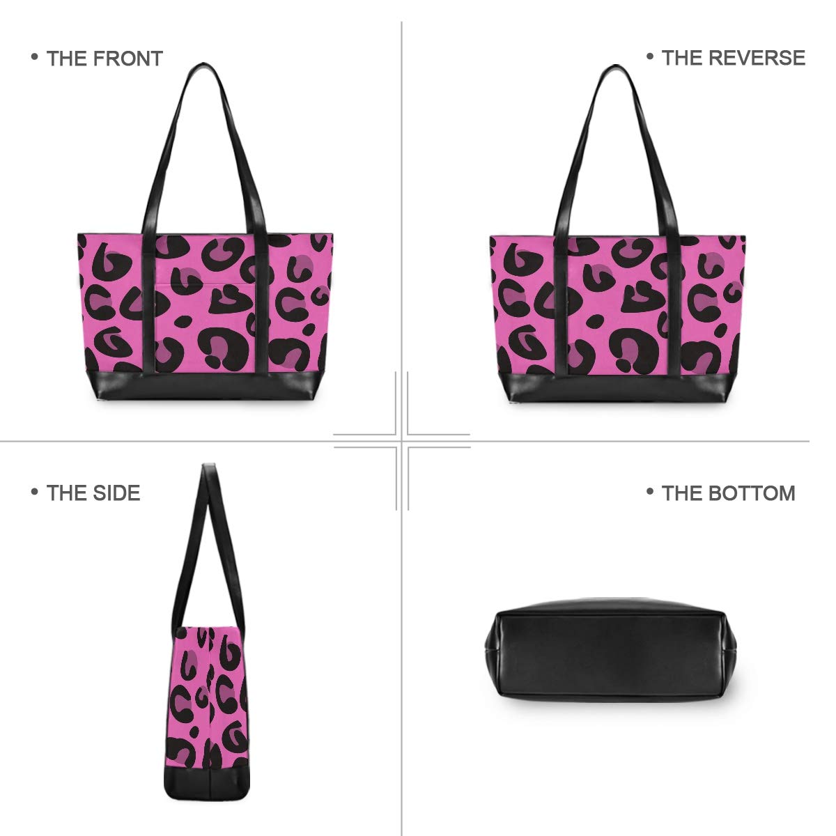 ALAZA Hot Pink Leopard Print Laptop Tote Bag for Women - 15.6 Inch Laptop Organizer Work Purse with Multiple Pockets - Perfect for Teachers, Office Professionals & College Students (Work, School, Travel)