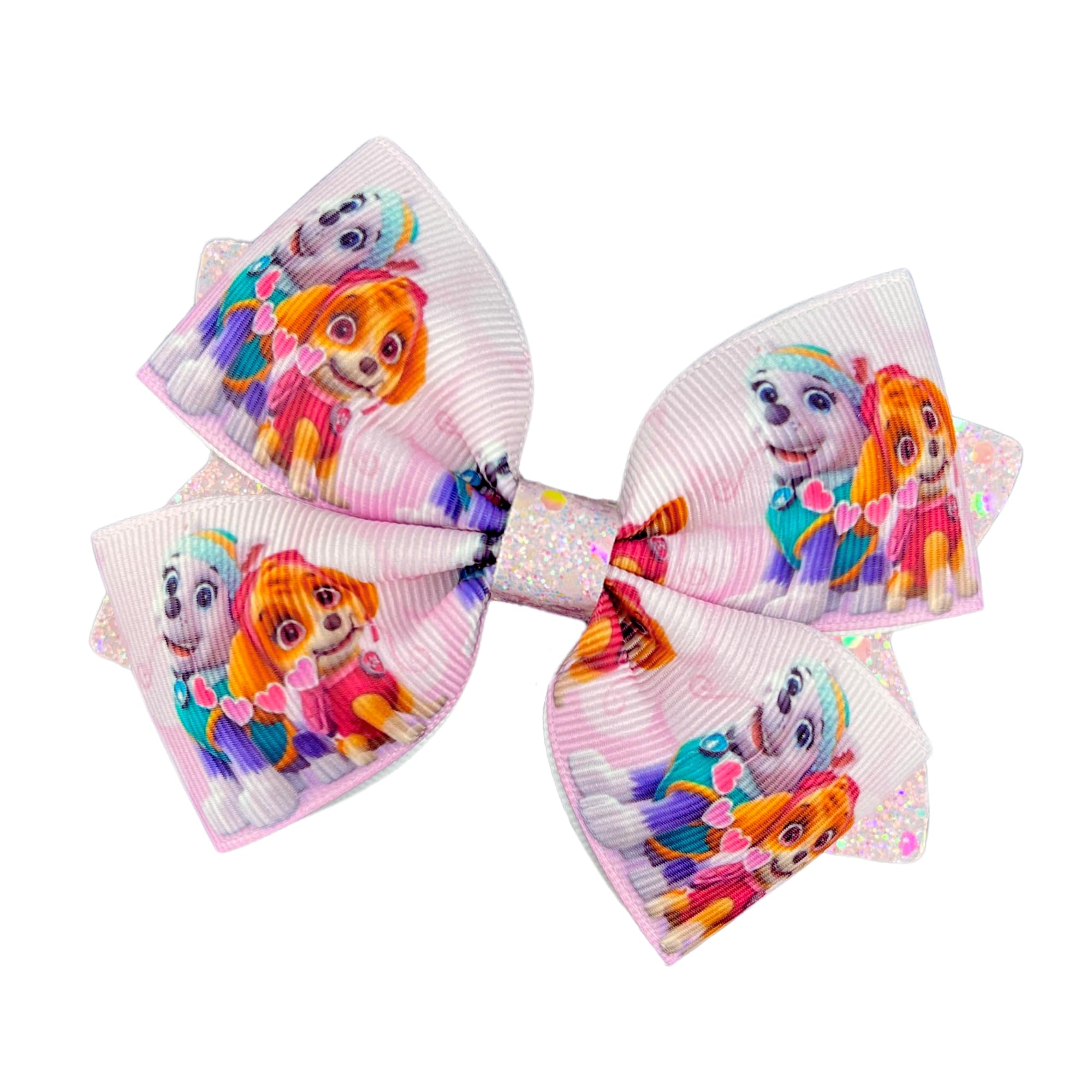 Skye and Everest Inspired Hair Bows for Girls - Sparkling Grosgrain Ribbon Toddler Hair Clips & Baby Barrettes (4 Inch) - Perfect for Birthday Parties, School Events, and Daily Fashion Accessories