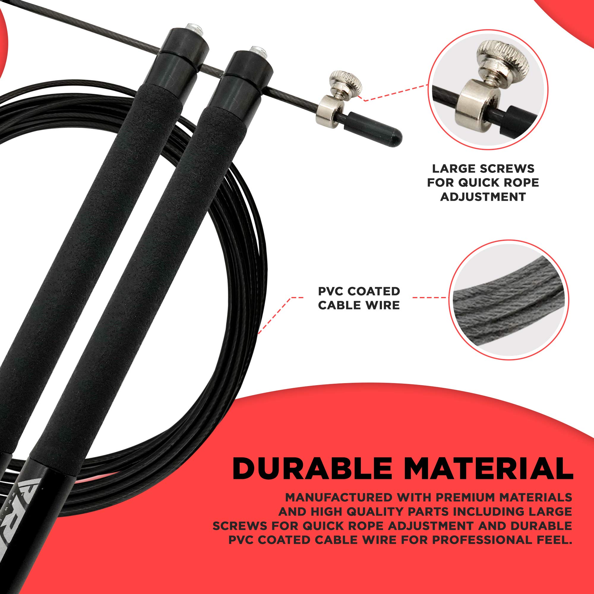 RDX Adjustable Skipping Rope - 10.3FT Tangle-Free PVC Coated Steel Jump Rope with Non-Slip PP Handles & 360° Dual Ball Bearings for Fat Burning, Weight Loss, HIIT, MMA, Yoga - Perfect for Home Gym, Fitness & Workout Routines