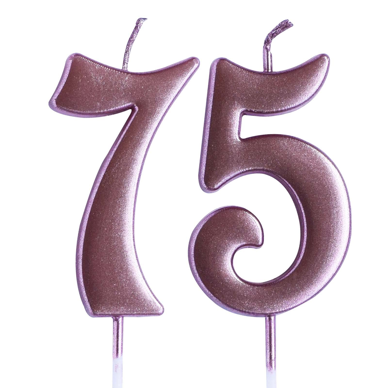 75th Birthday Rose Candle - Number 75 Cake Topper for Women & Men | Gold/Silver Anniversary Party Decorations | Perfect for Milestone Celebrations, Retirement Parties & Family Gatherings