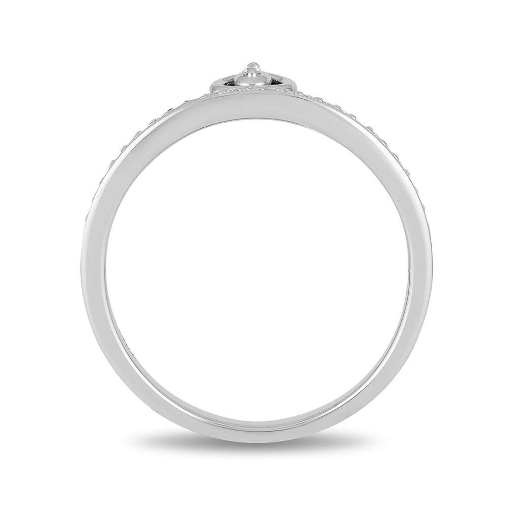 Enchanted Disney Cinderella Carriage Ring - Sterling Silver with 1/10 CTTW Diamonds | Elegant Jewelry for Women | Perfect for Weddings, Anniversaries & Disney-Themed Gifts