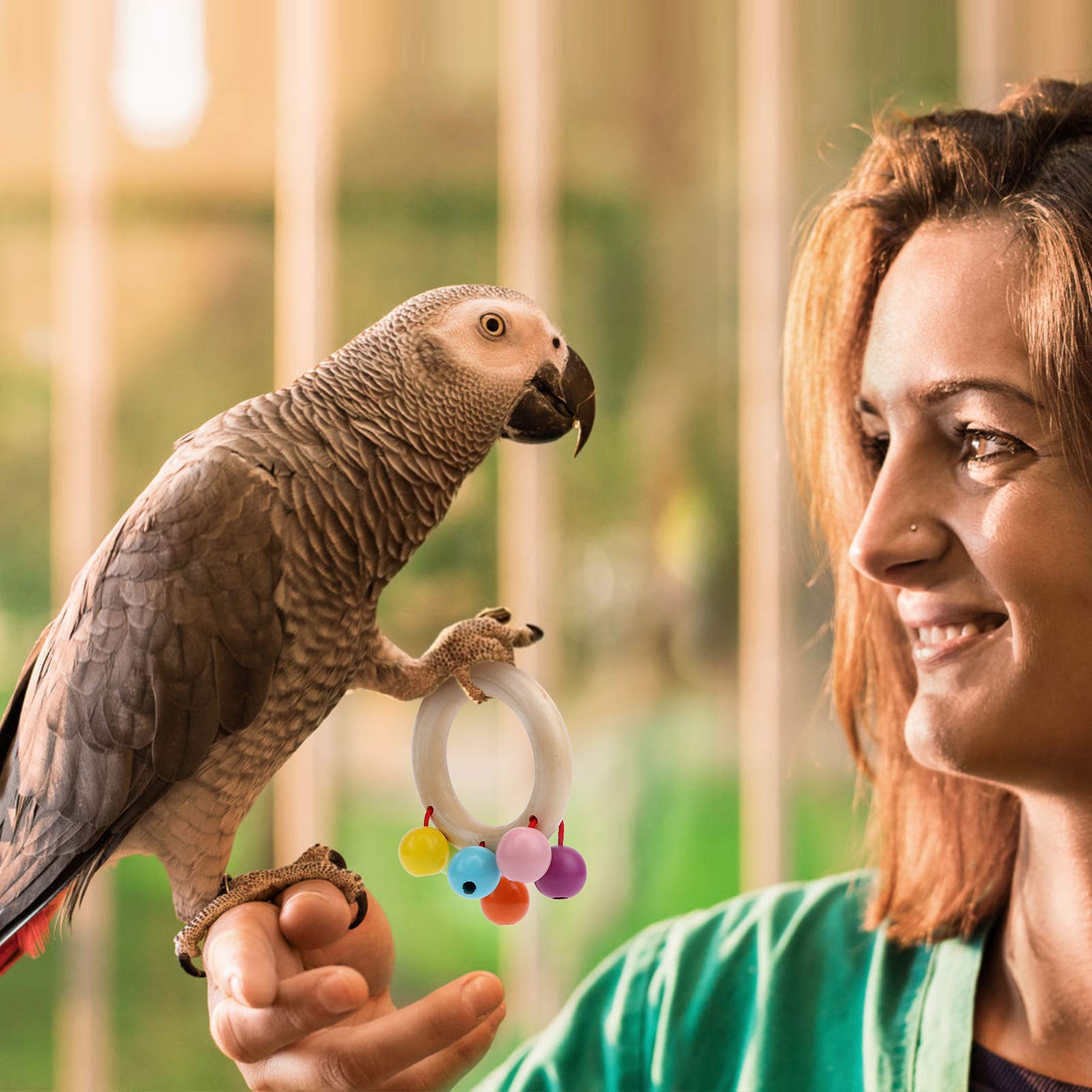 4 Pack Large Bird Toys for Parrots - Interactive Handheld Chew Toys for Macaws, Cockatoos & African Greys - Perfect for Playtime, Training & Enrichment