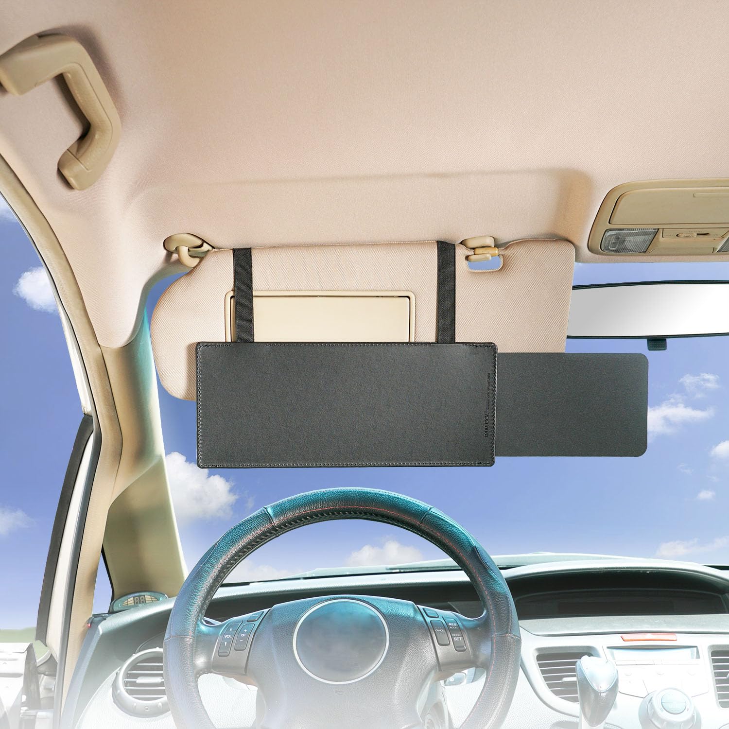 Car Visor Sunshade for Driver & Passenger - Anti-Glare UV Protection Sun Shade Extender (Black) - Perfect for Road Trips & Summer Driving